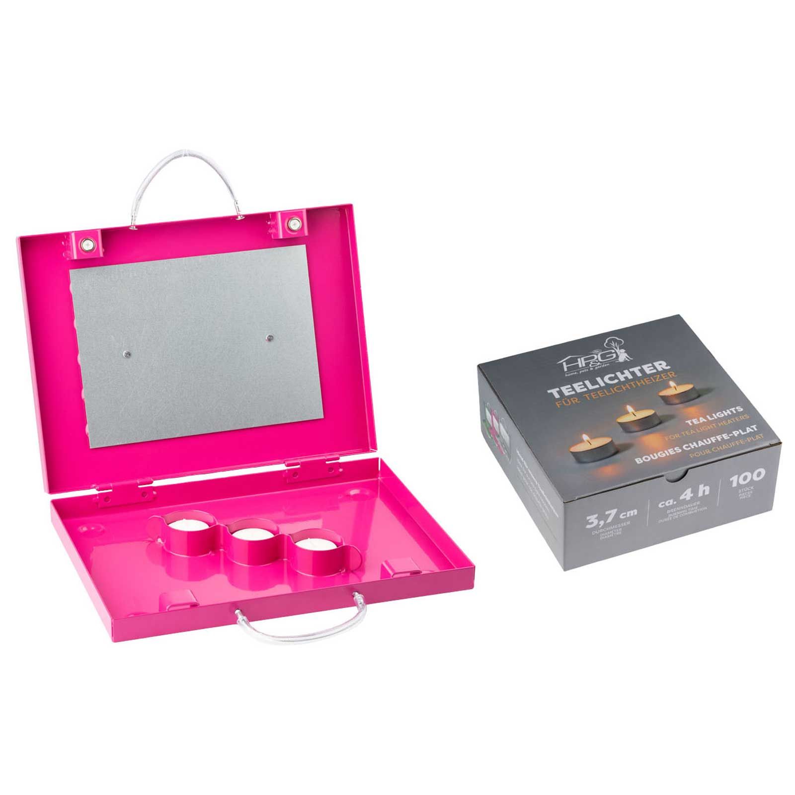 Eurohunt Teelicht-Heizung pink mit Teelichter 100er Pack