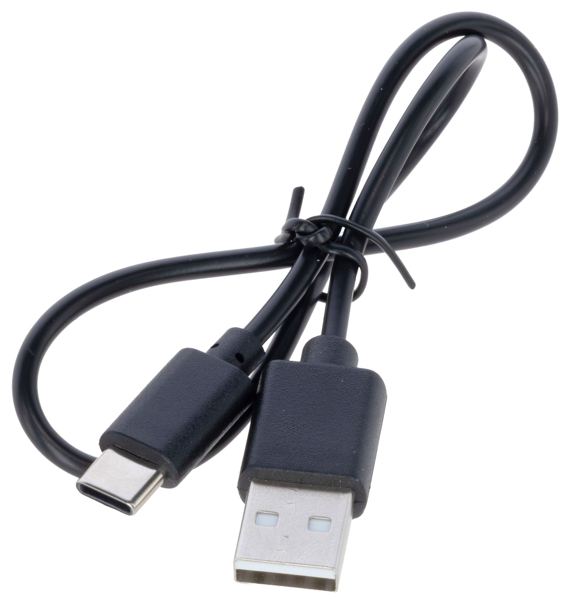 Cavo USB nero con connettore USB-A e USB-C