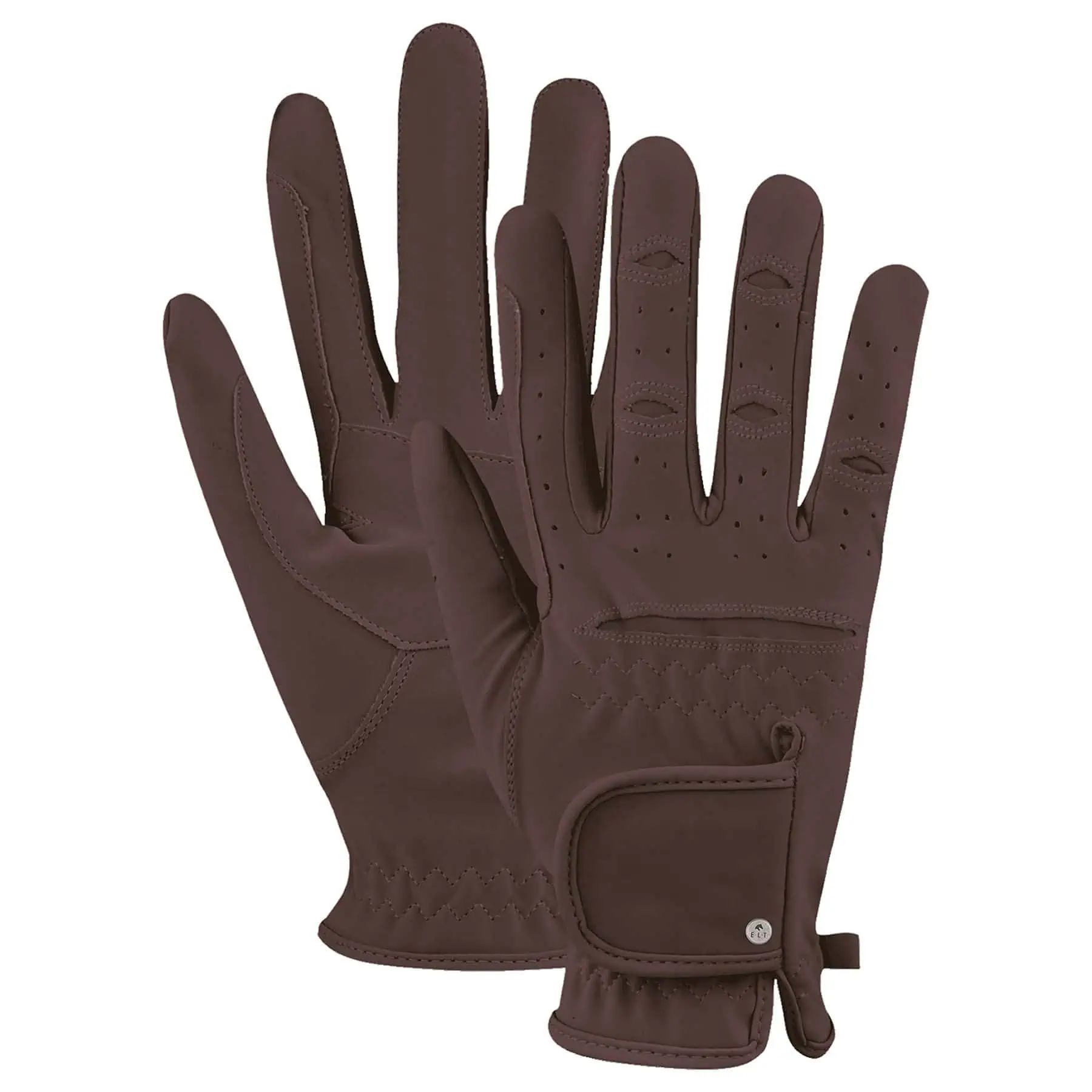 Gant d'équitation ELT Le Polyvalent, aspect daim, scratch, XL, marron