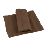 Zusammengerolltes braunes Handtuch aus Fleece oder Frottee