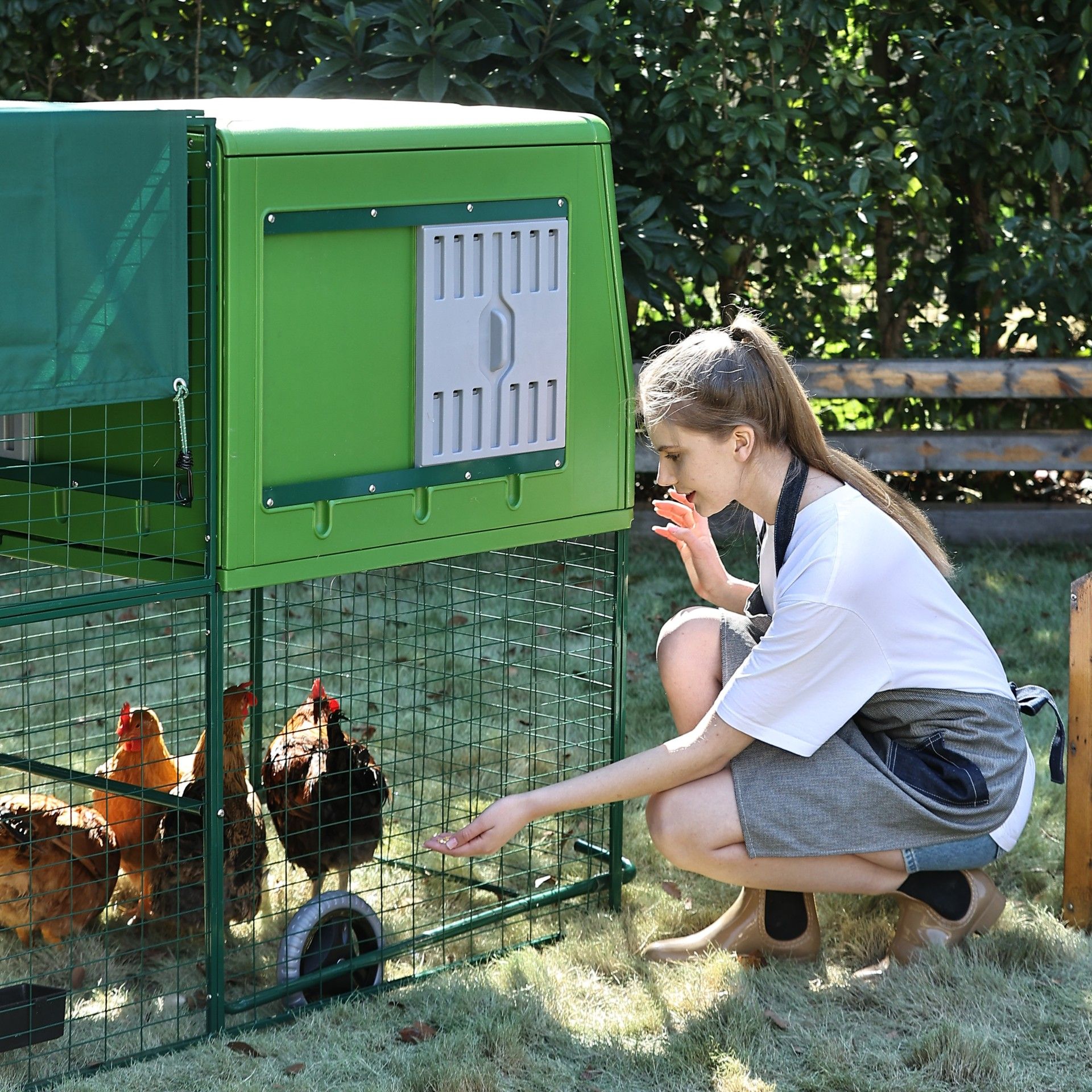 Agrarzone Pollaio mobile "The Egg Chalet" in plastica, in uso, in scuderia