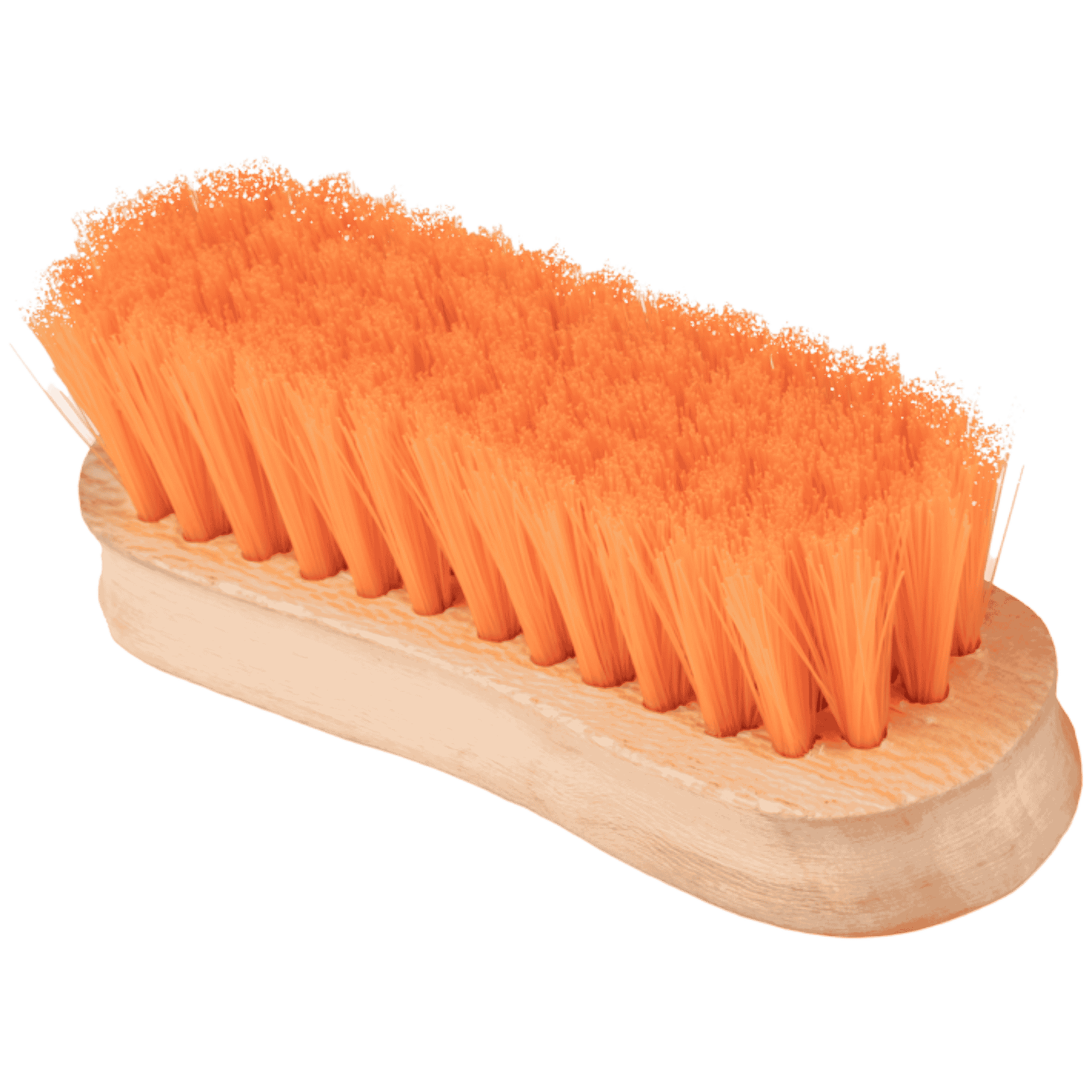 Waldhausen Brosse tête Colorcare, douce, orange, dos en bois naturel, détail