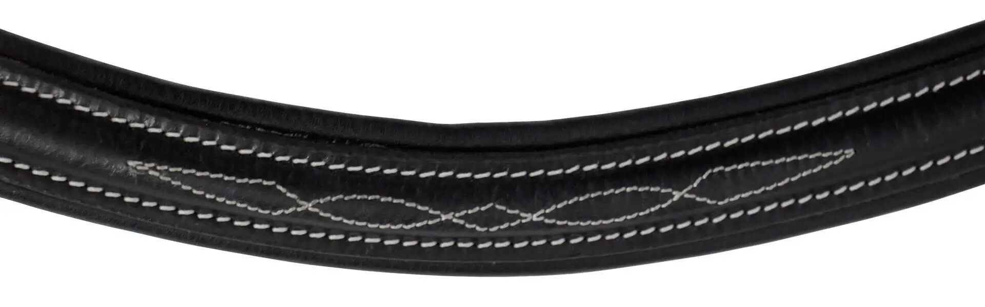 Covalliero Briglia Classic in pelle nera, senza morso, dettaglio, cucitura