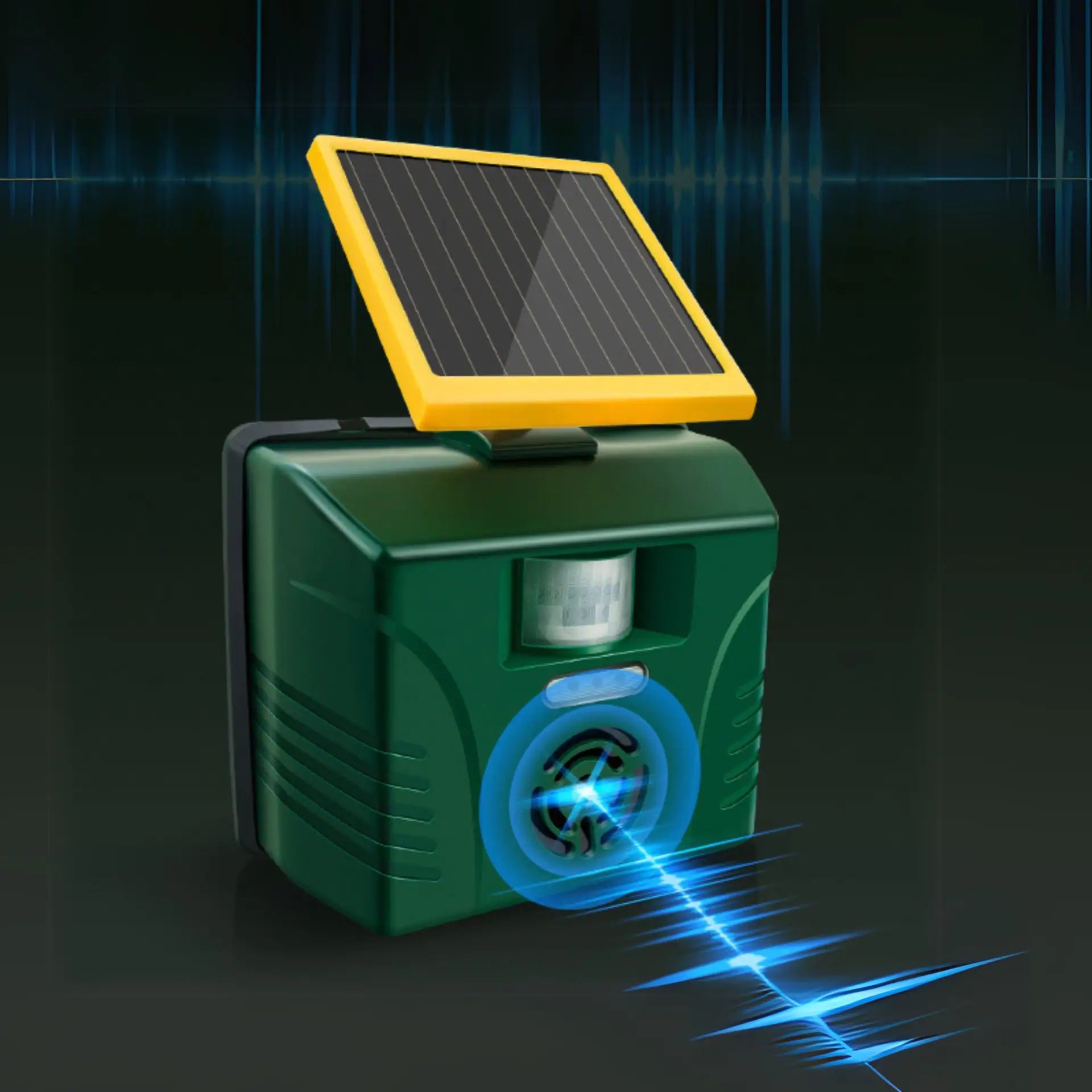 Agrarzone Repeller Ultrasunete Solar Plus, senzor PIR și alarmă, vedere din față