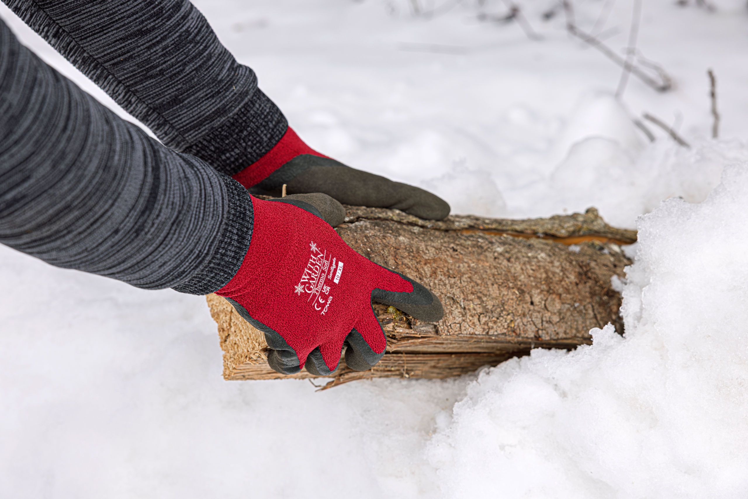 firewood, log, gloves, winter, wood cutting, firewood, log, gloves, winter, outdoors