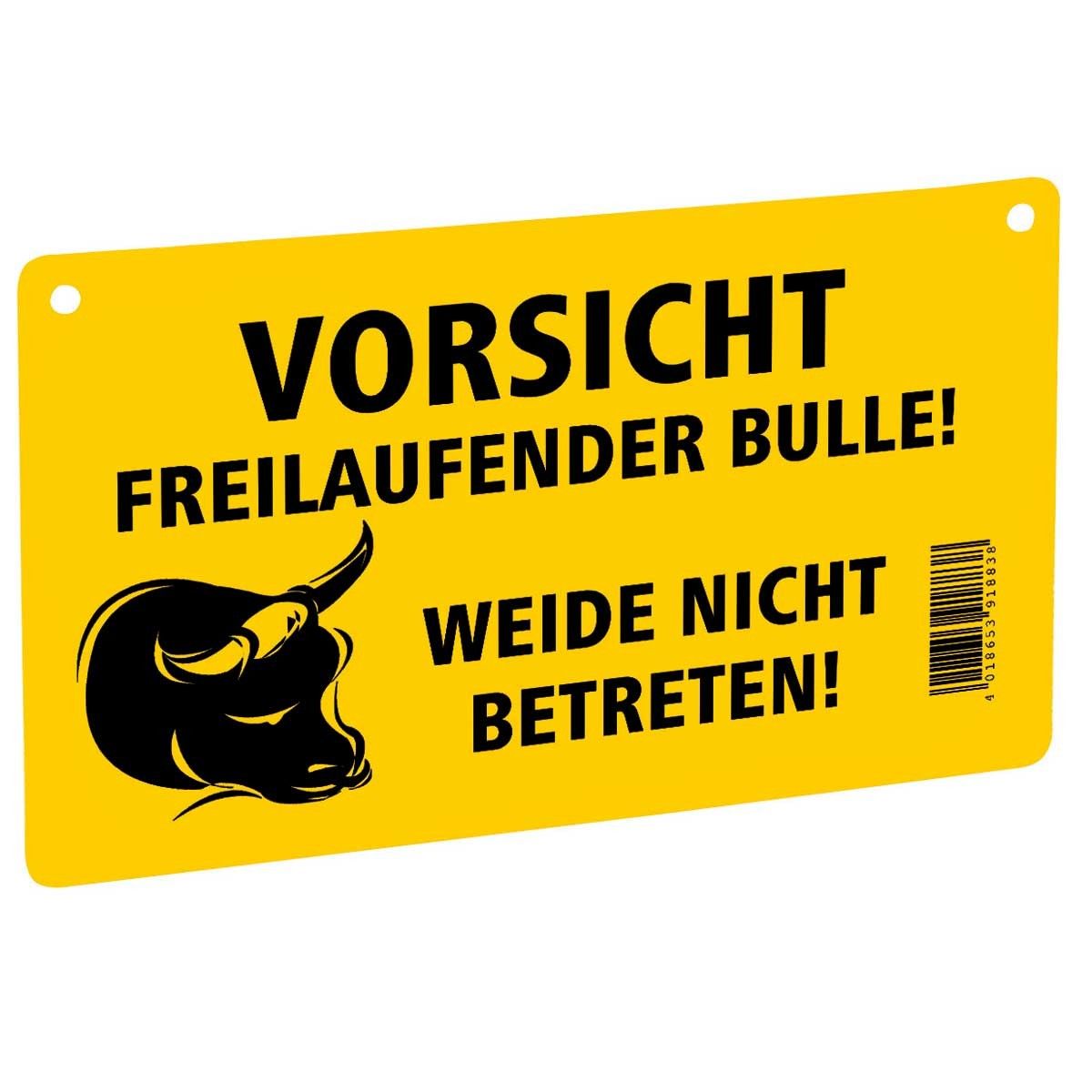 AKO Warnschild Vorsicht freilaufender Bulle, 20x12 cm