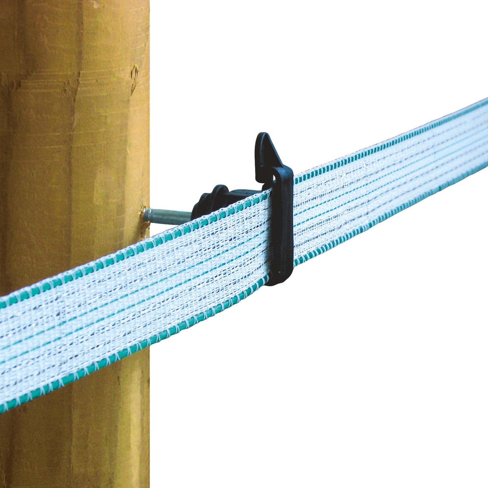 Kerbl Izolator de bandă Euro Tape, șurub pentru lemn, suport 6 mm, set 25 buc, în utilizare