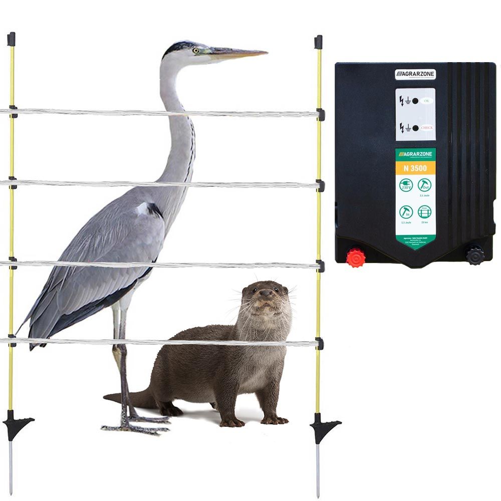 Otter staket damm staket set N3500 230V, 5,5J, tråd 250m, vit