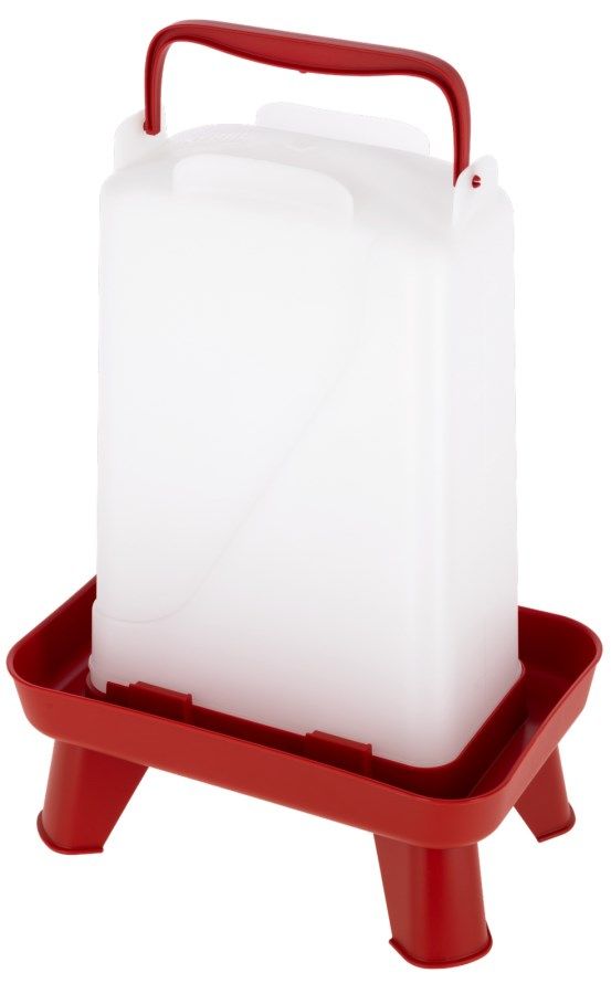 portable toilet, camping toilet, white container, red base, carrying handle