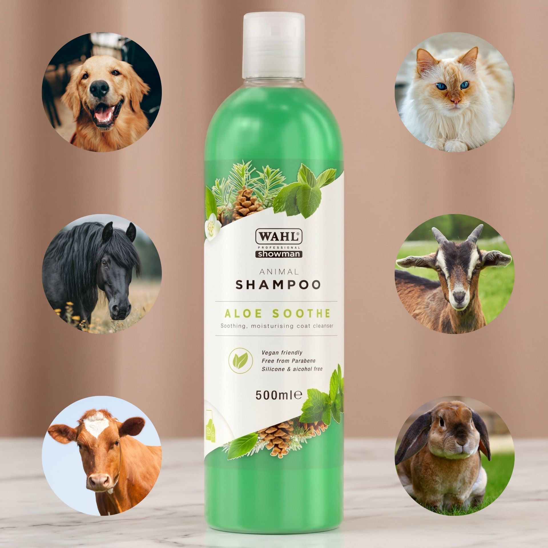 shampoo, animal shampoo, aloes, green bottle, 500ml