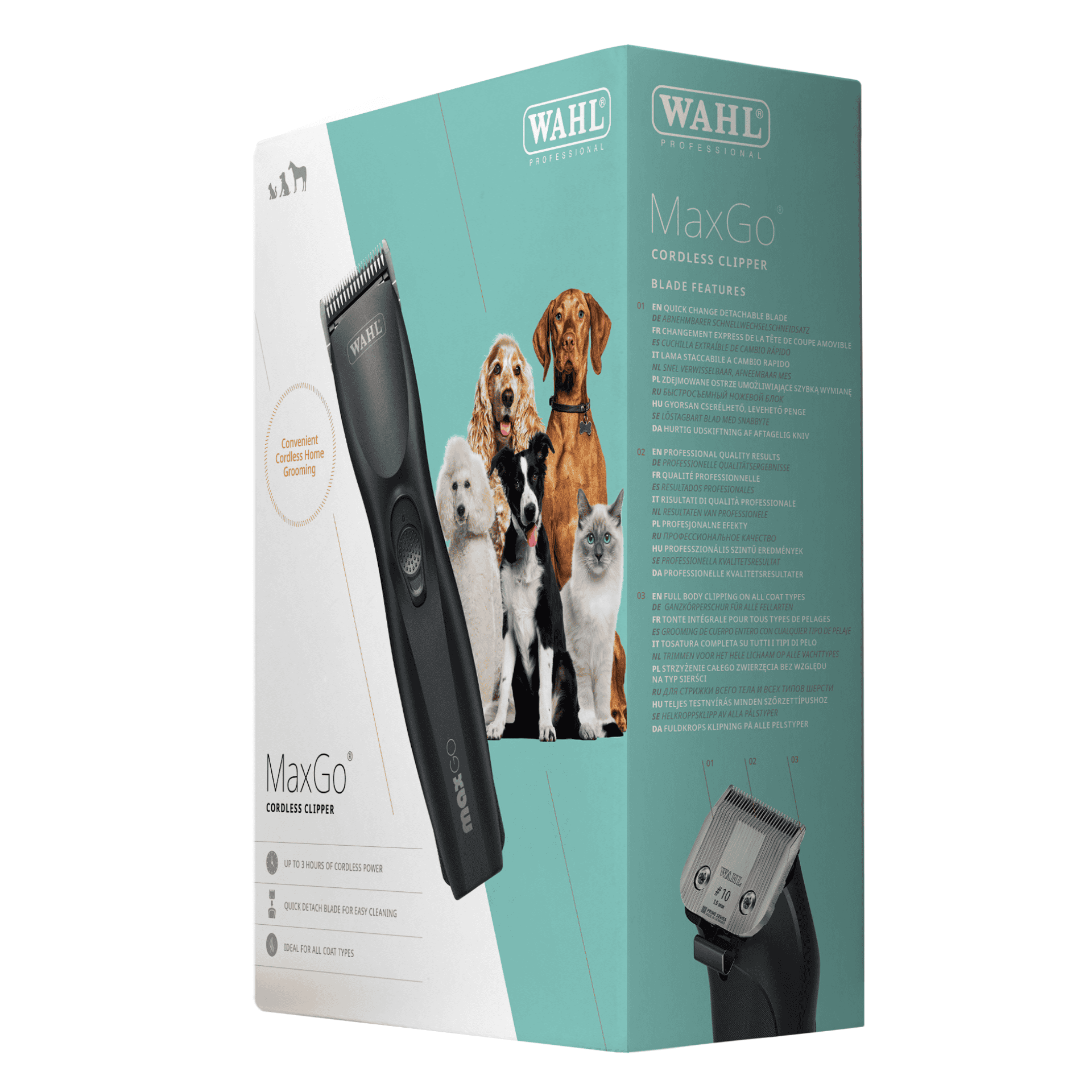 cordless clipper, pet grooming, blade, turquoise box, MaxGo