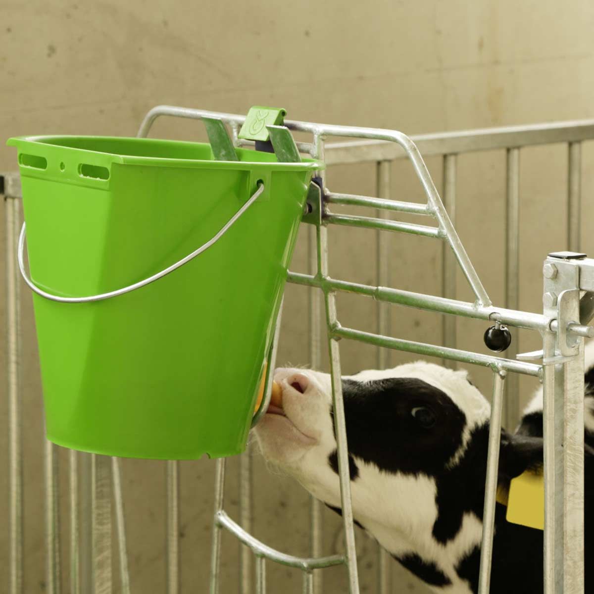 Kerbl Auswurfsicherung Bucket Guard nachrüstbar, 3 Stück, im Einsatz, im Stall