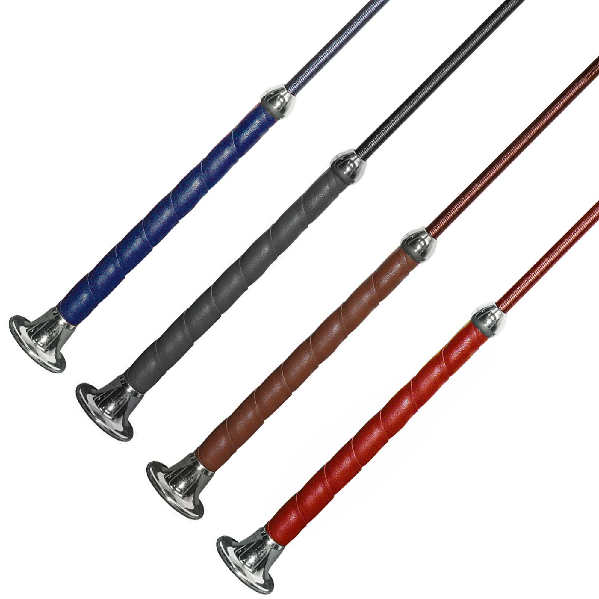 Dressage whip 110 cm leather grip navy