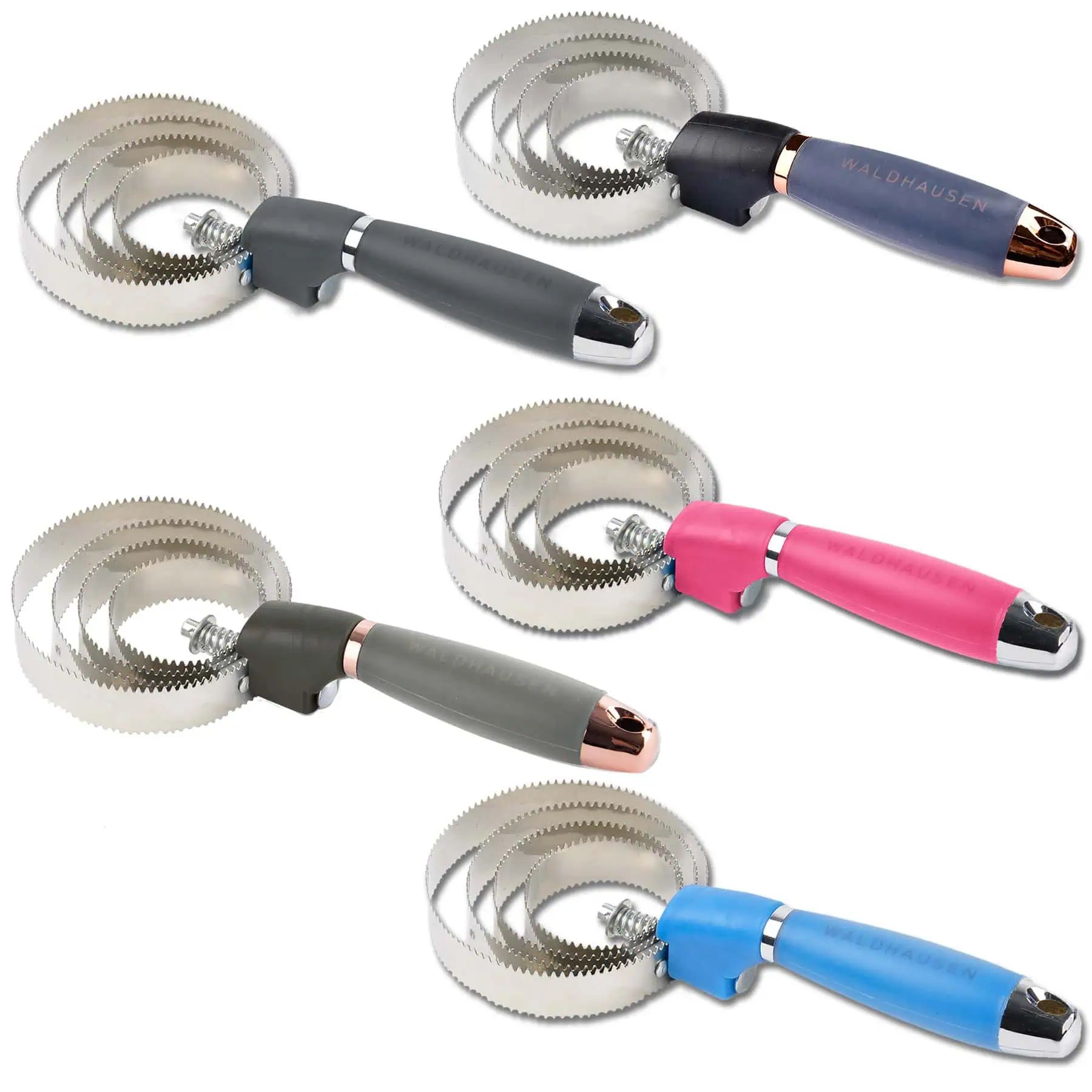Waldhausen Spring Curry Comb with Gel Handle, 4 Steel Rings, 2 Modes, colour variant