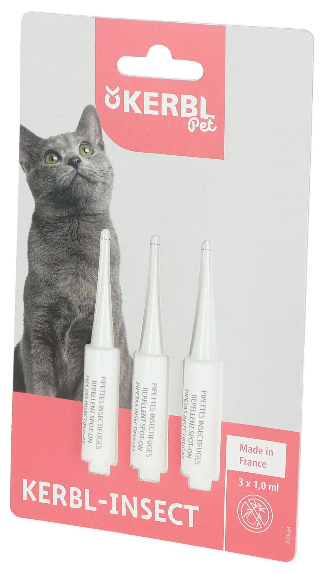 Kerbl Insect Spot-On Pipettes for Cats vs Ticks & Fleas, 3 pcs