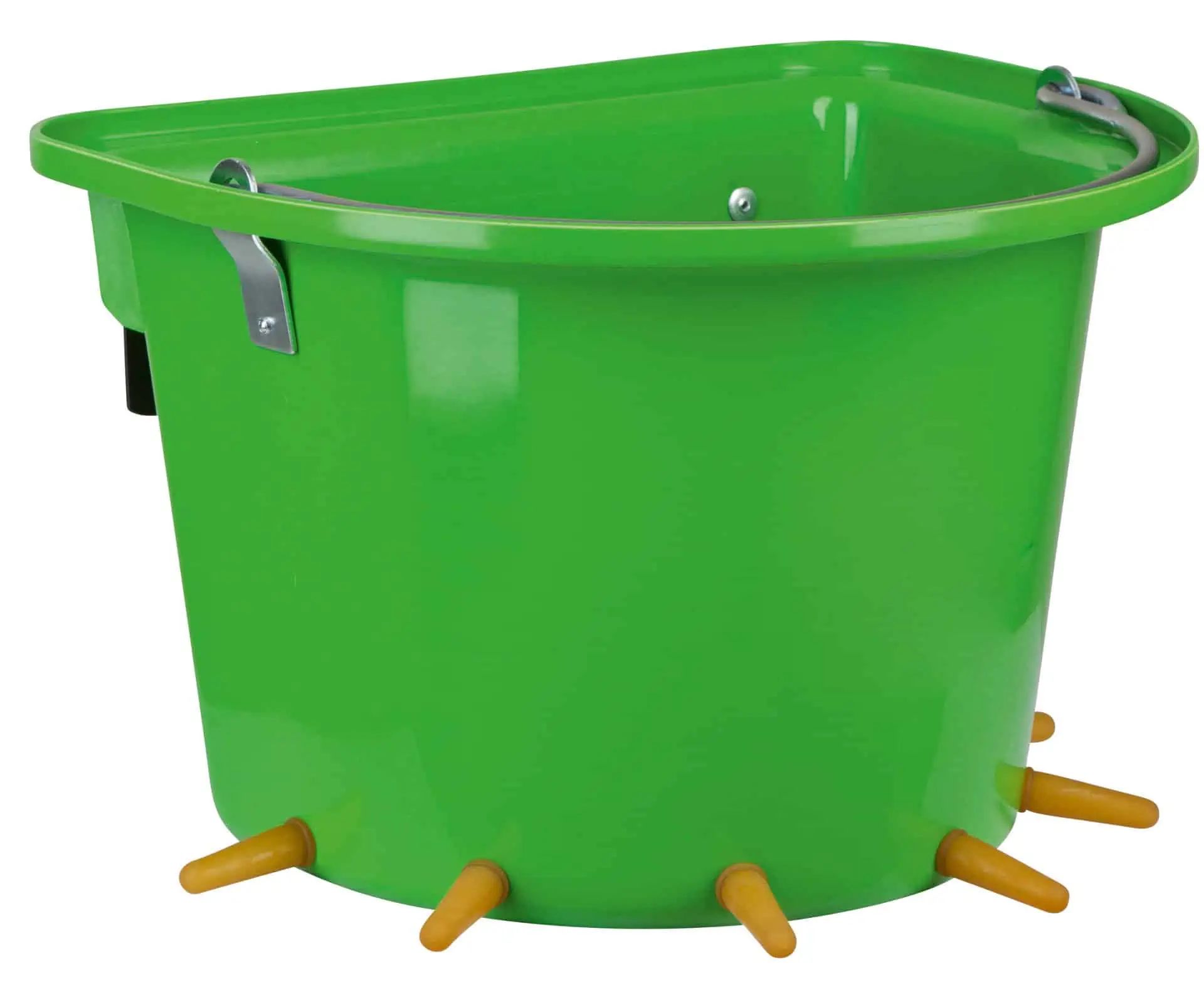 Kerbl Lammeimer 10 Liter – Mit 6 Saugern, Für Boxentrennwand, Quadratisch/oliv