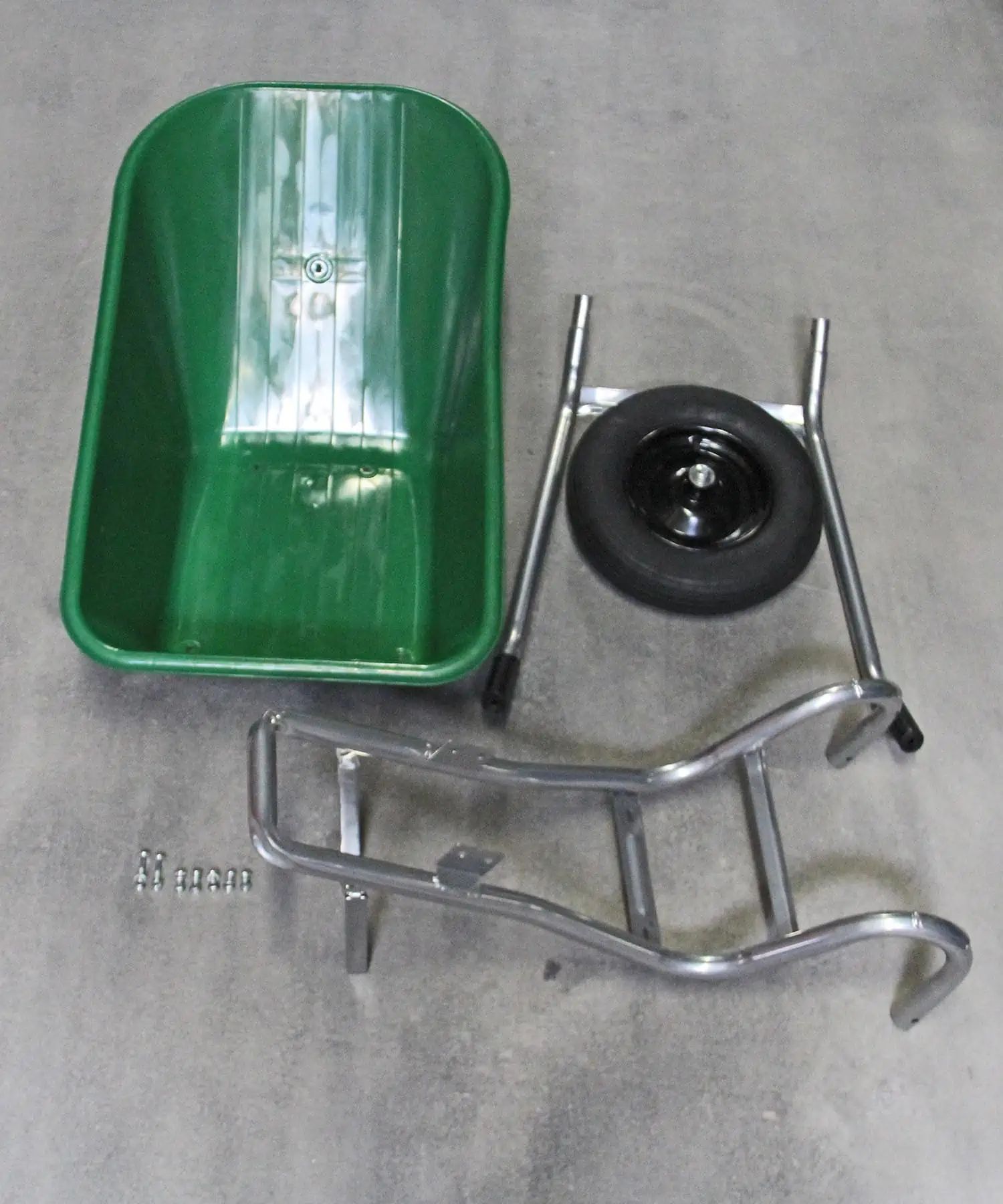 Wheelbarrow 100 liters green, kit, what's included