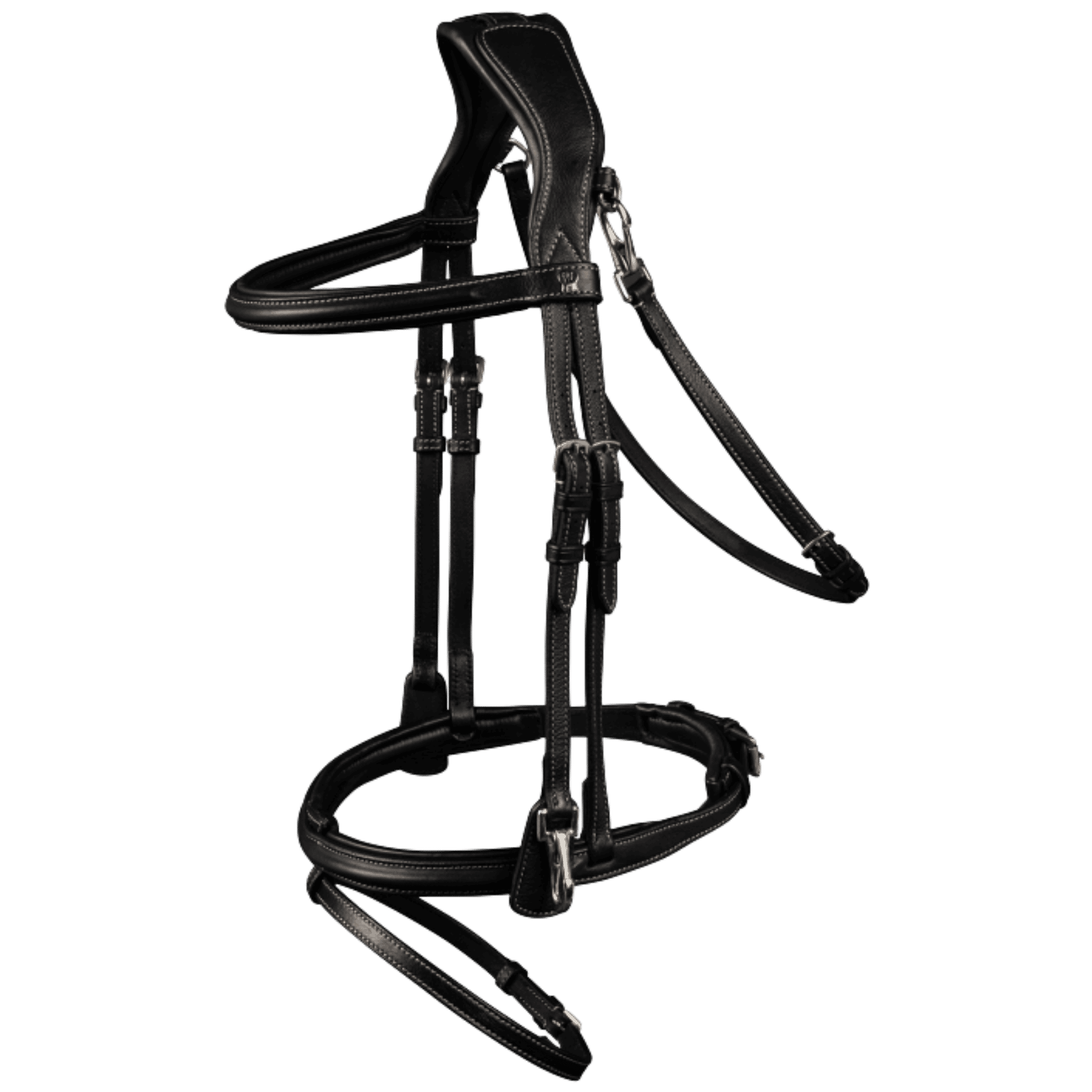 horse tack, bridle, bitless?, leather, black