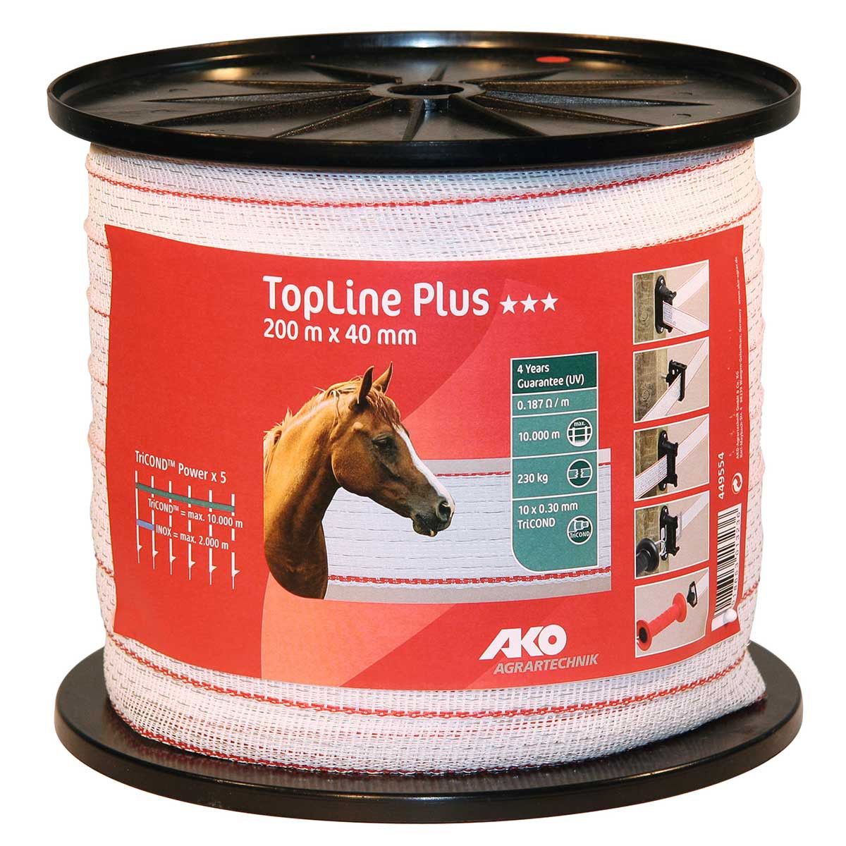 AKO Nastro per recinto elettrico TopLine Plus TriCOND, bianco-rosso
