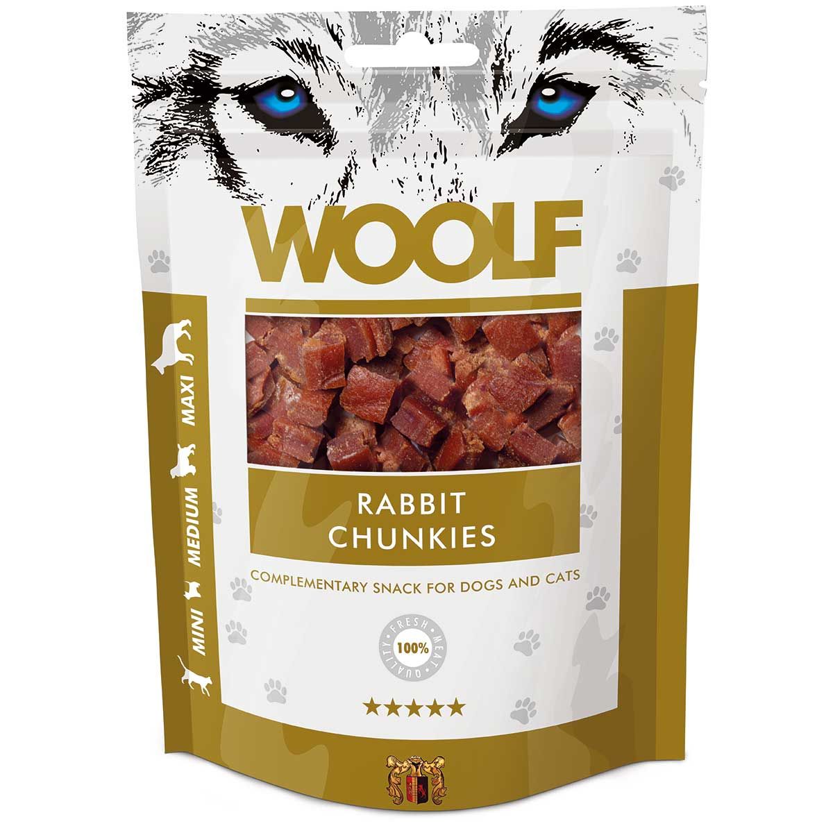 Woolf Dog Treat Rabbit Chunkies, confezione