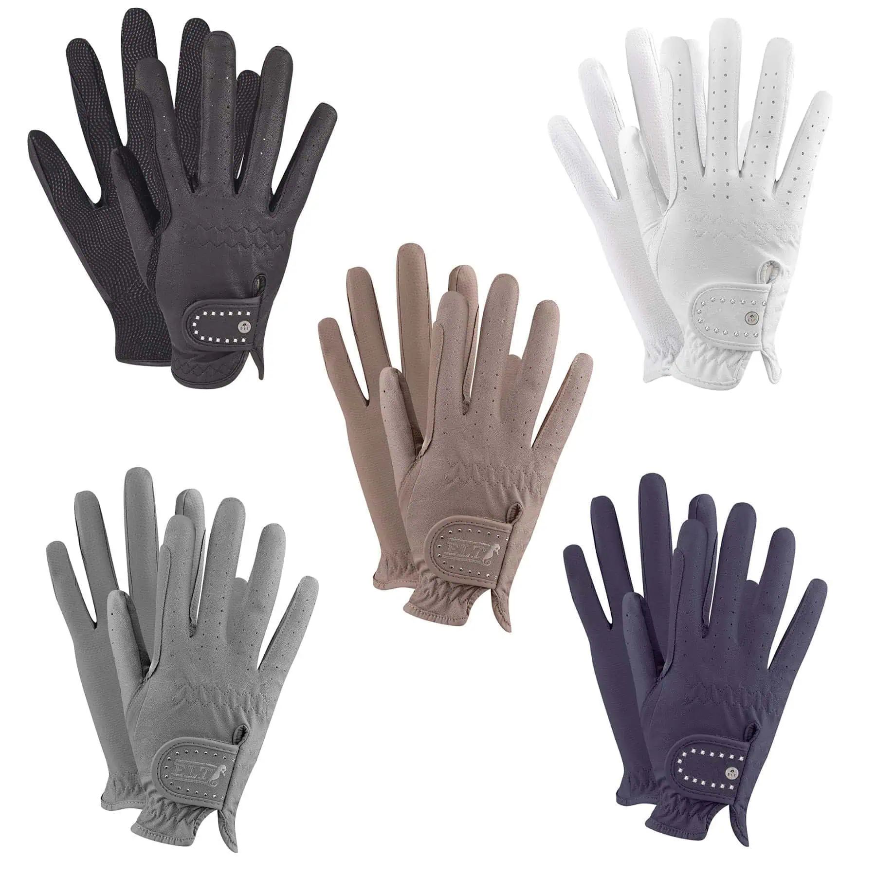 Gant d'équitation ELT Allround - adhérent, respirant, aspect cuir, blanc, 7-9 ans
