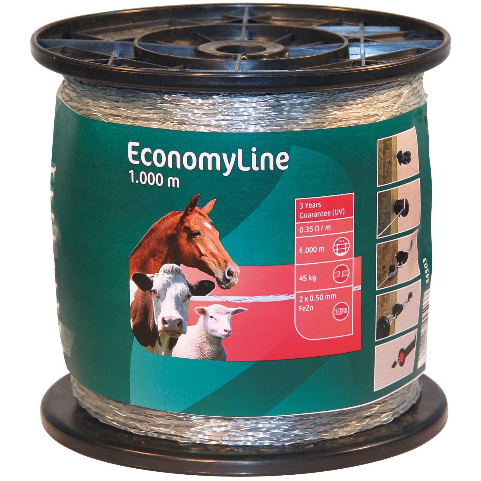 AKO Filo per recinto elettrico EconomyLine Monofilo 2x0,50 mm FeZn trasparente, confezione