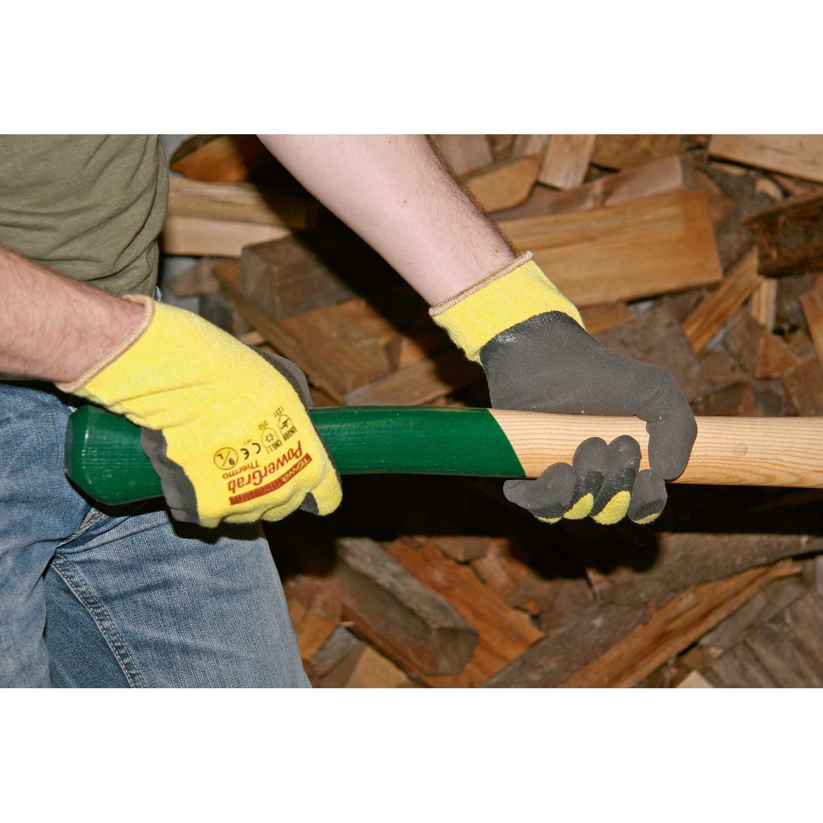 Keron Gant d'hiver PowerGrab Thermo jaune, tricot fin avec revêtement latex, taille 9