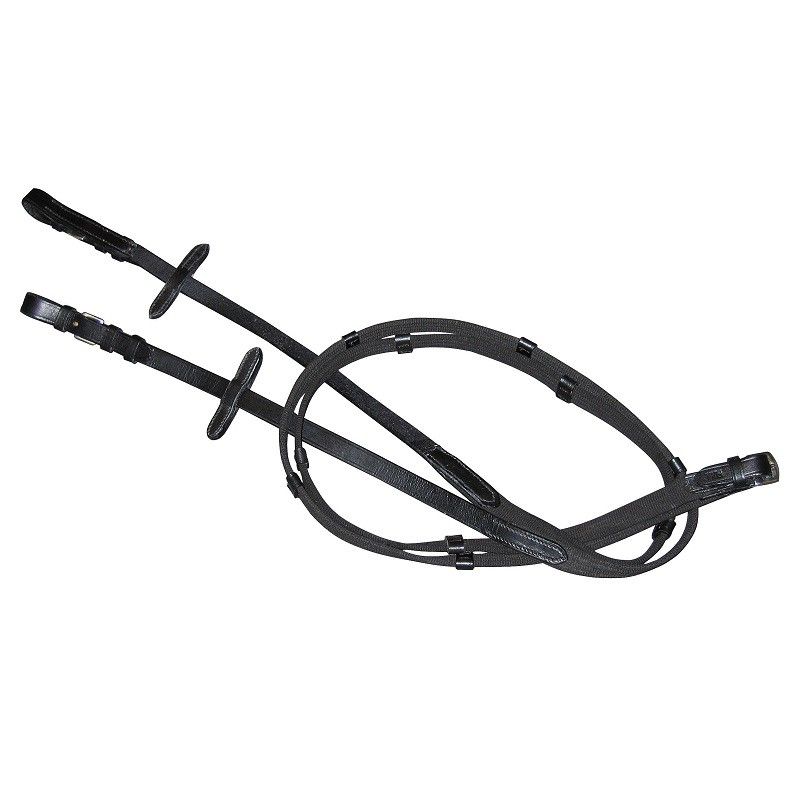 English leather dressage reins black, full Pony