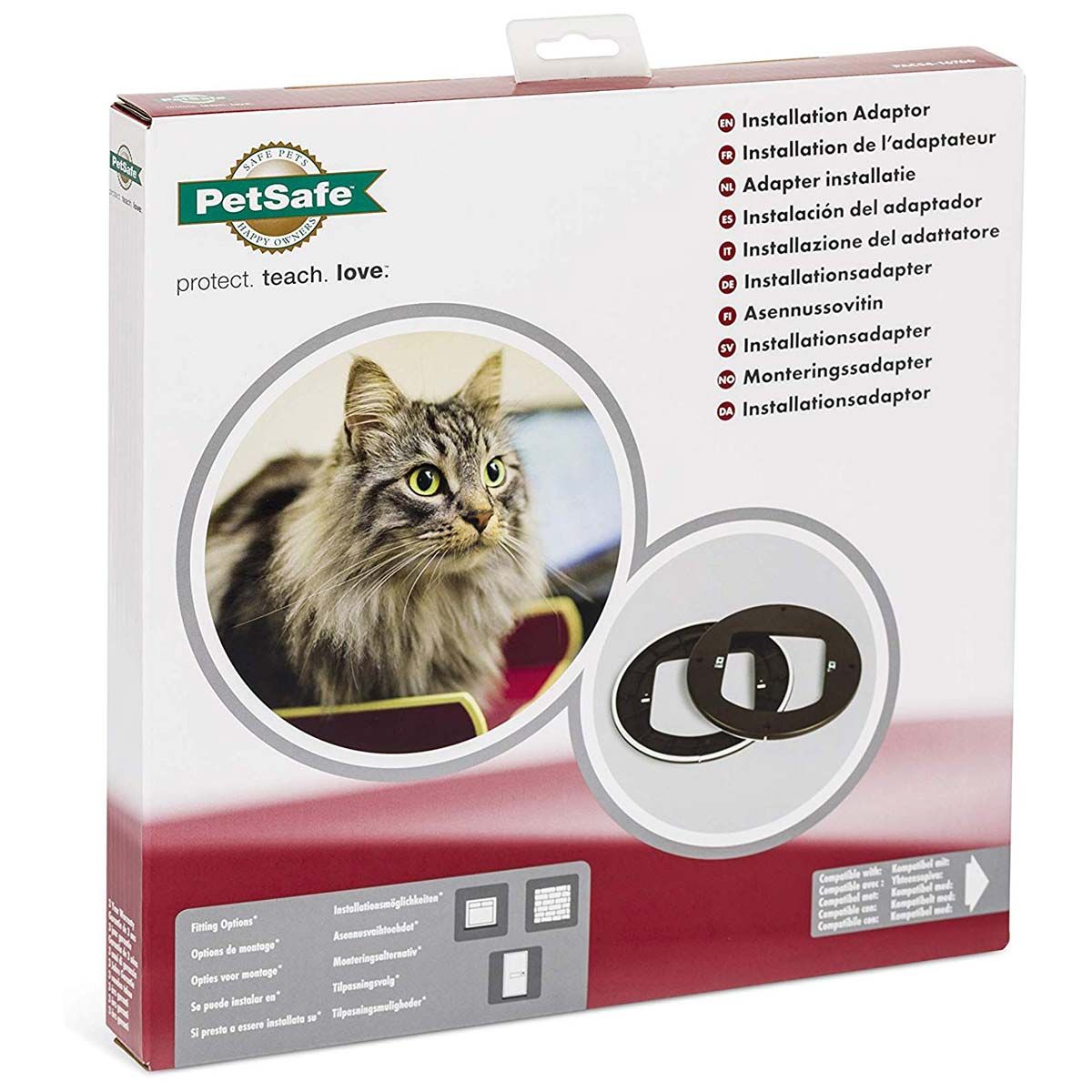 PetSafe Katzenklappen-Montageadapter für Glas, Wand und Metalltüren braun, Verpackung