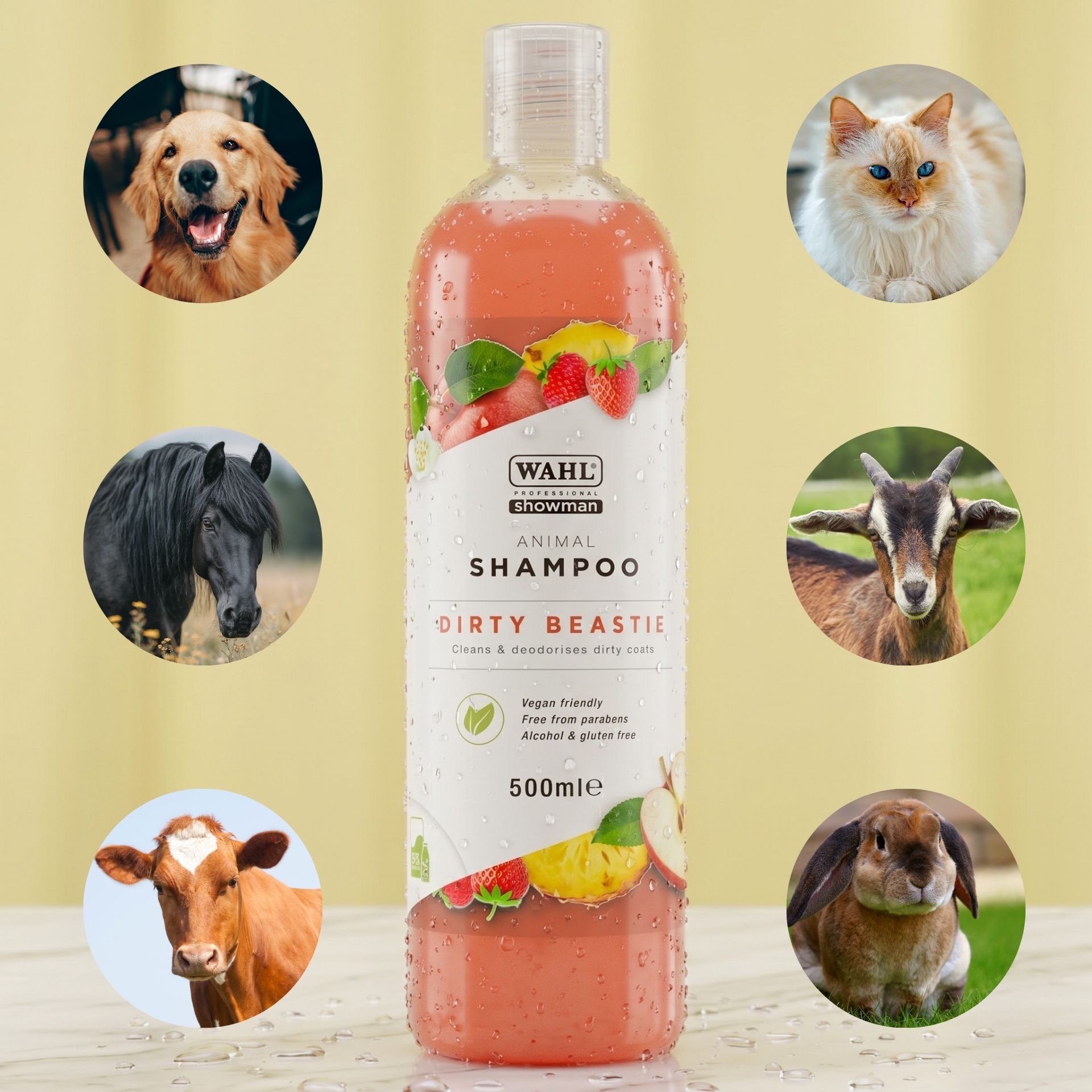 animal shampoo, shampoo bottle, pet care, fruits fruit-infused, 500ml