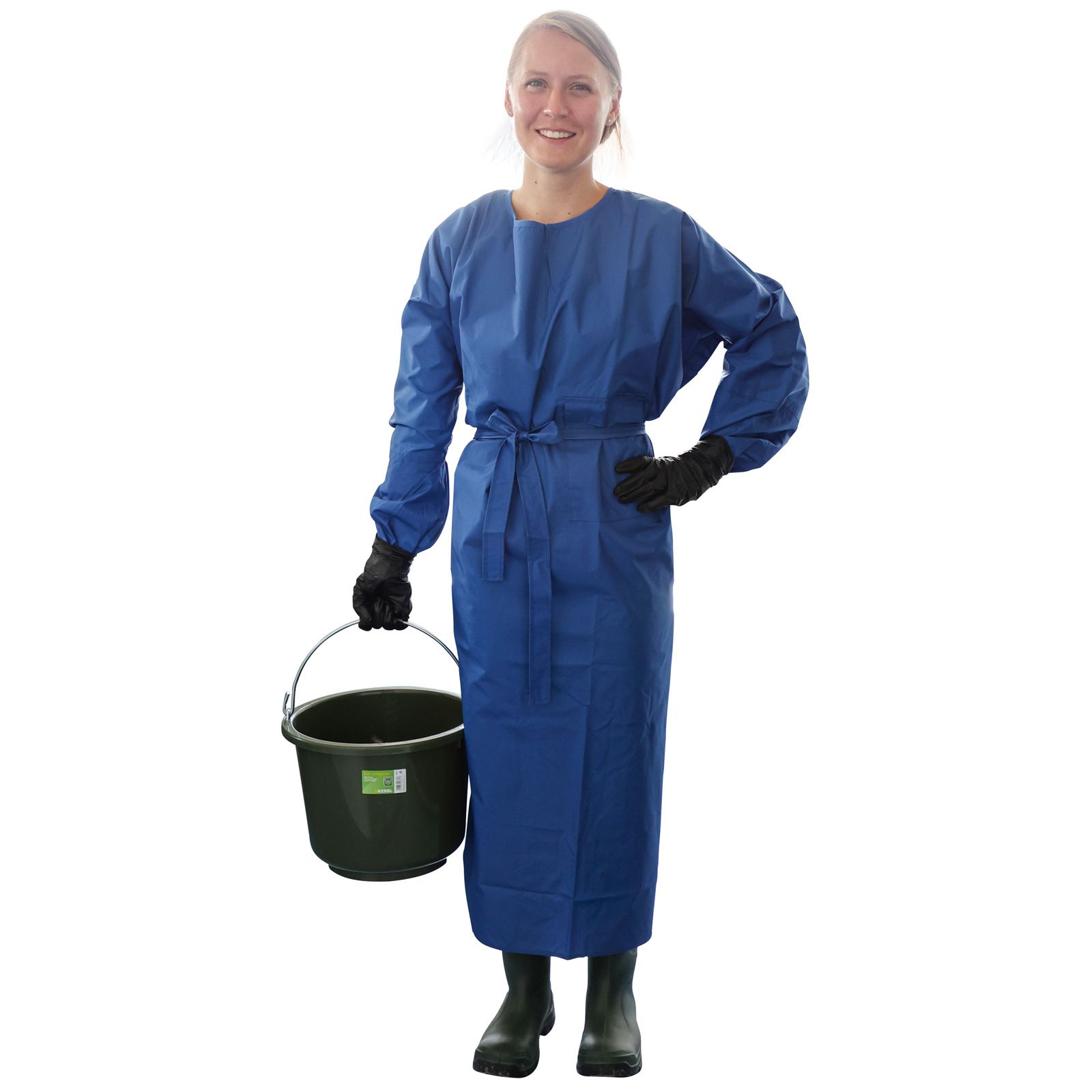 Tablier de traite avec manches longues bleu