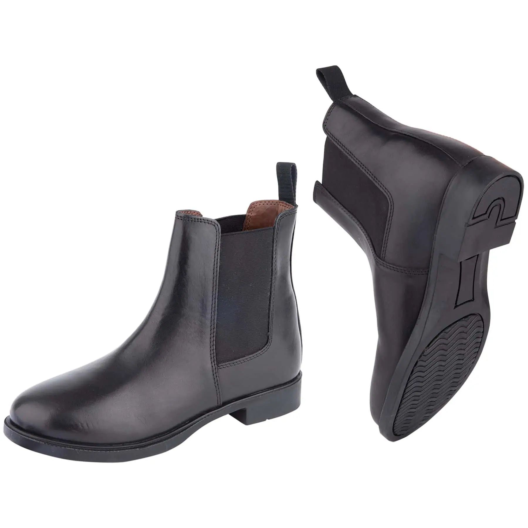 ELT Bottines Jodhpur Star, cuir lisse noir, semelle antidérapante, 40