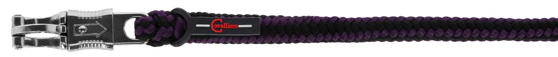 Longe de meneur Covalliero Hippo pour chevaux, PE tressé, mousqueton de sécurité, aubergine/anthracite