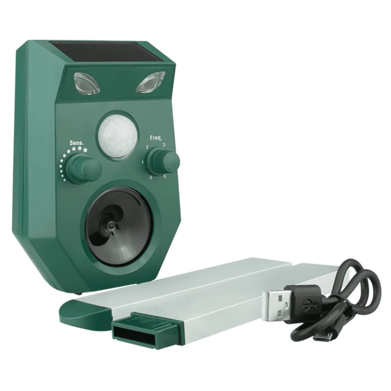 Répulsif animalier à ultrasons solaire Agrarzone, IPX4, portée 8 m, contenu de la livraison