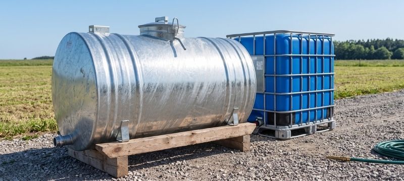 Wassertank und Wasserfässer