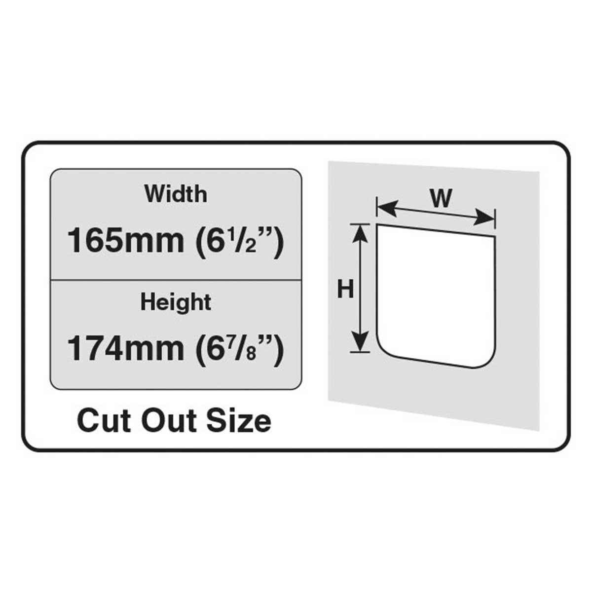 Cat Mate cat flap 309, 4-way, dimensioned drawing