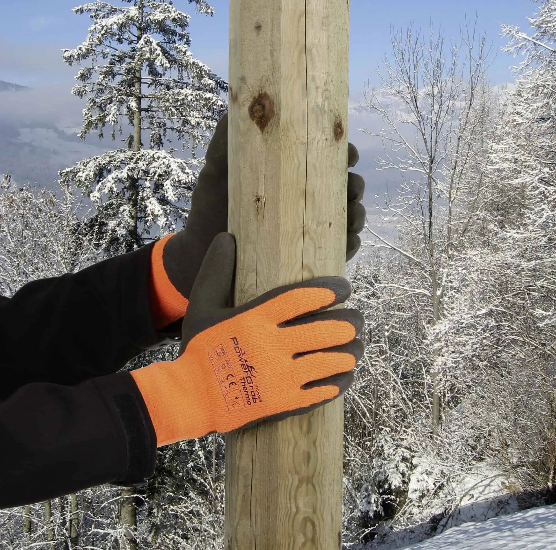Gants d'hiver Kerbl PowerGrab Thermo, orange, tricot fin, taille 7