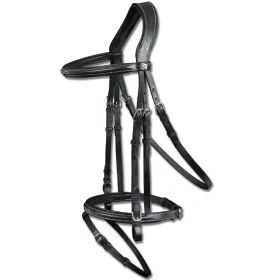 Schwarzes Leder-Trensenzaum mit anatomischem Nasenriemen und verstellbaren Schnallen