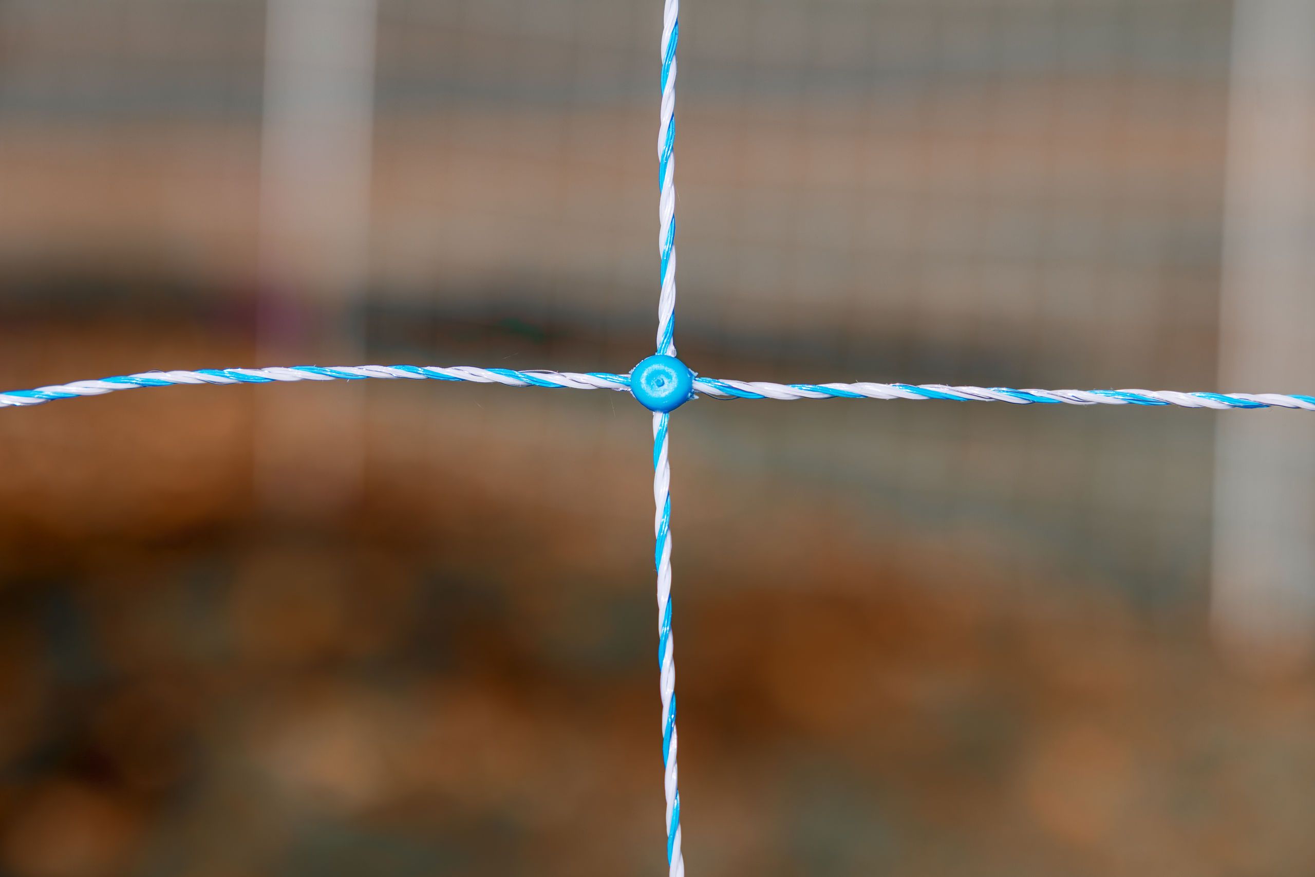 twisted rope, cord, lanyard, netting knot, blue and white