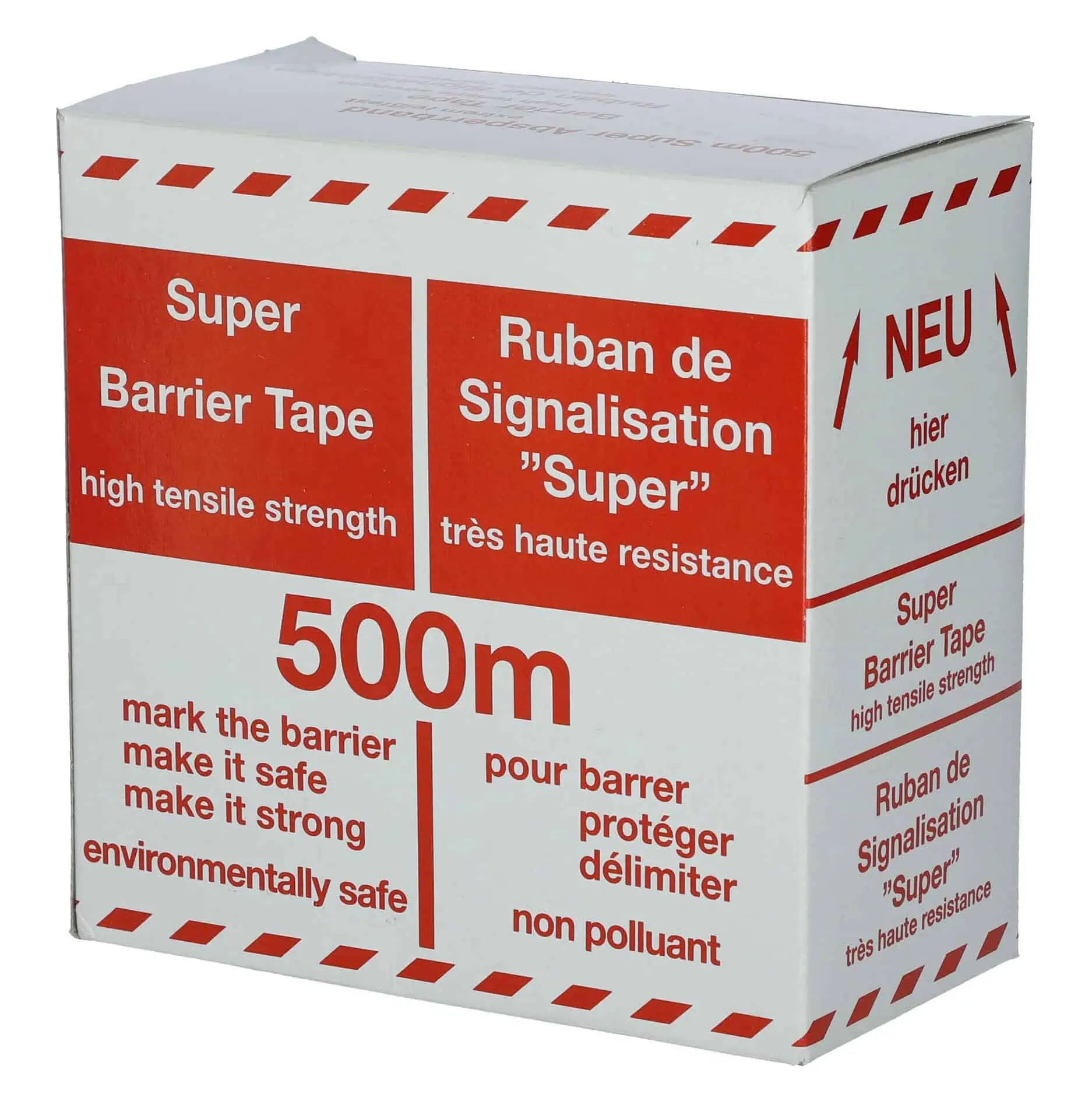 Fólia elkerítő szalag, piros-fehér blokkos, adagoló doboz, 100 m x 80 mm