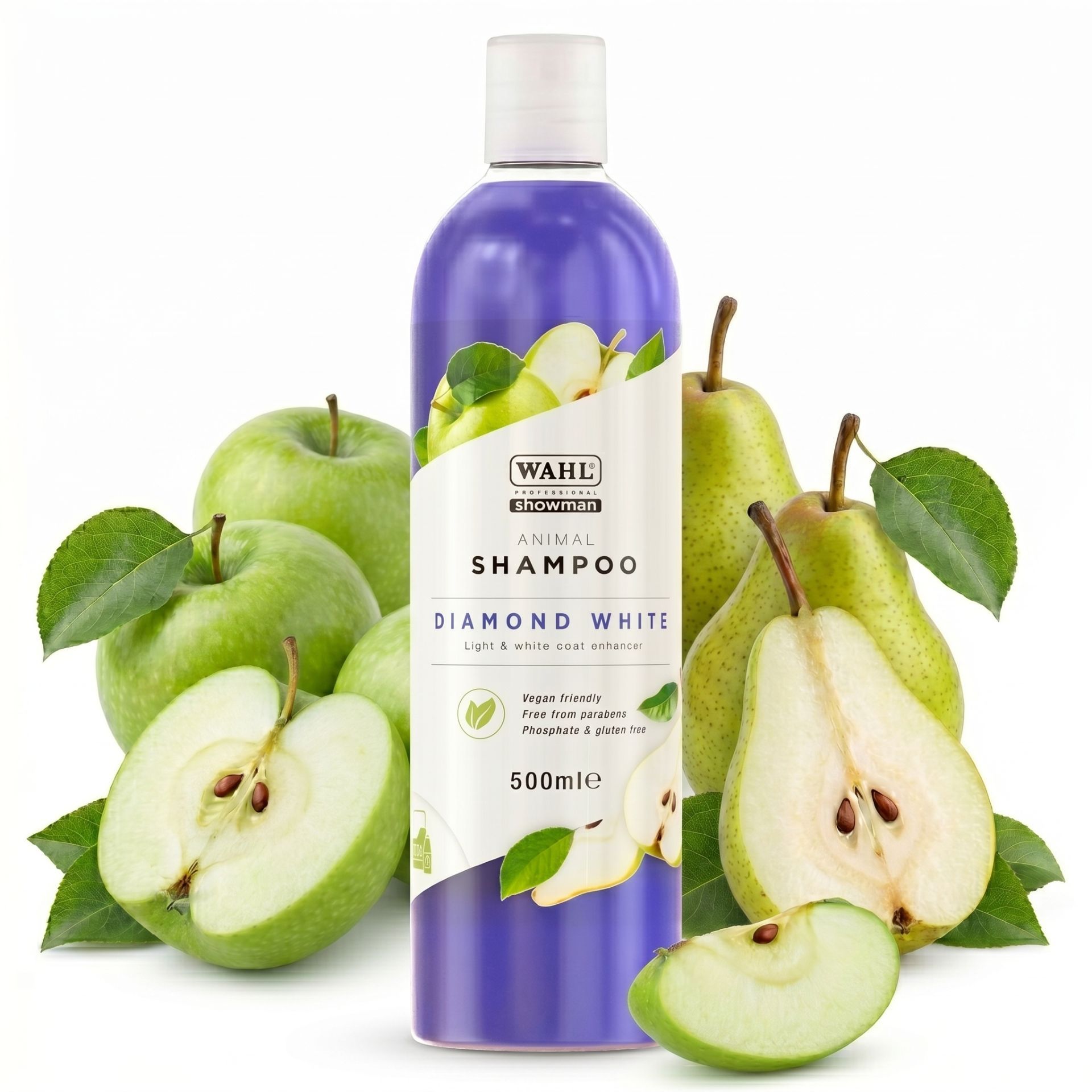 shampoo, animal, diamond white, green apple, fruits, pear