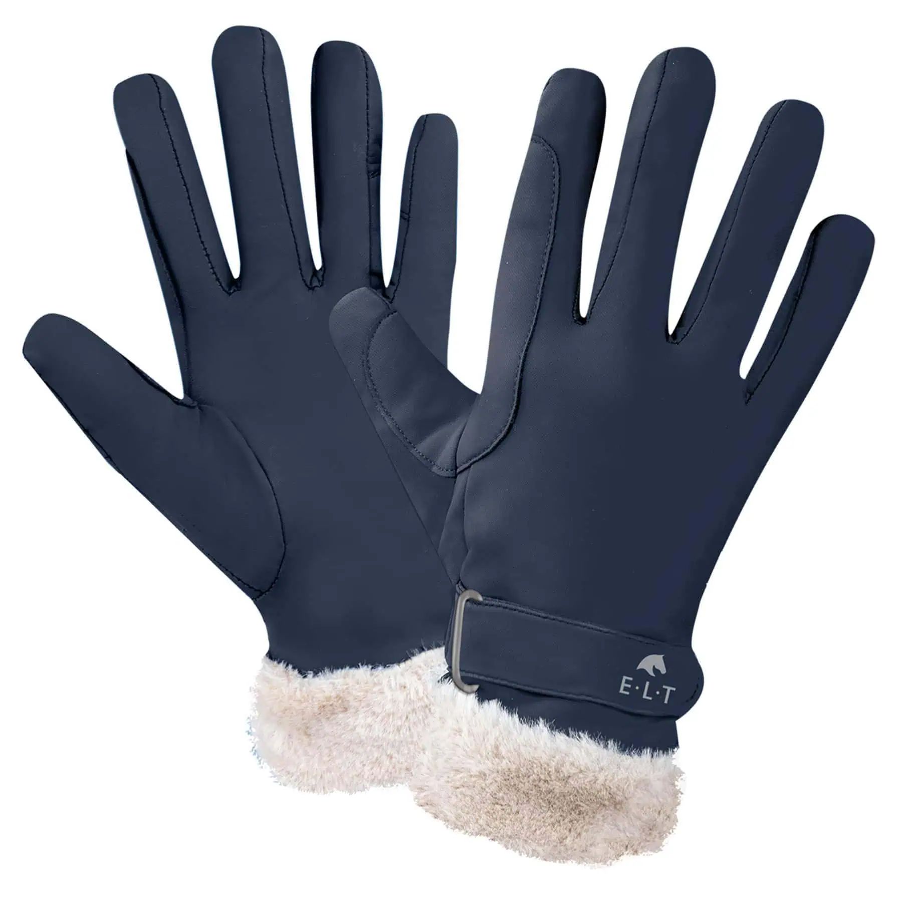 ELT Winter-Reithandschuh St. Moritz mit Kunstfell-Besatz, nachtblau S
