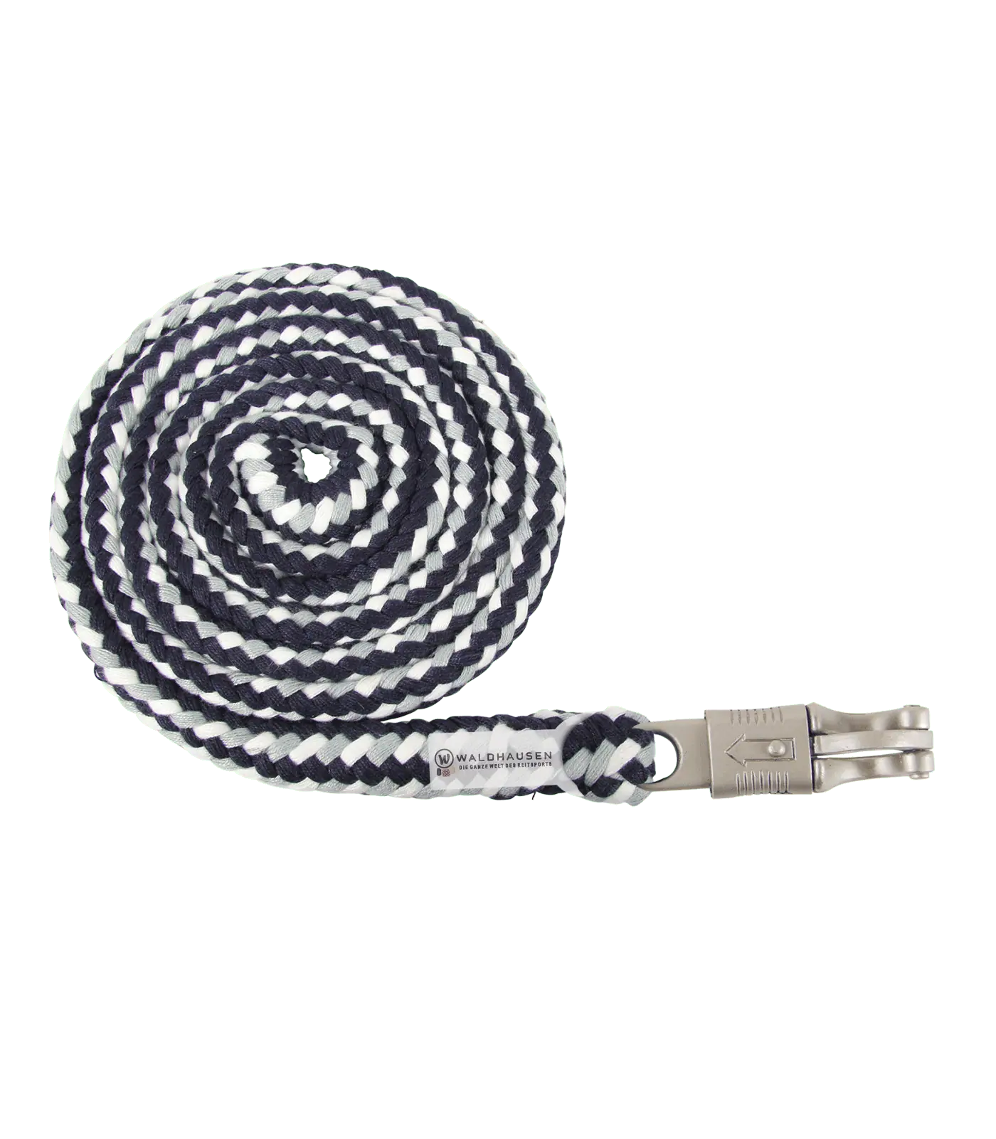Waldhausen Anbindestrick Plus Panikhaken, geflochten, 2 m, dunkelblau/grau