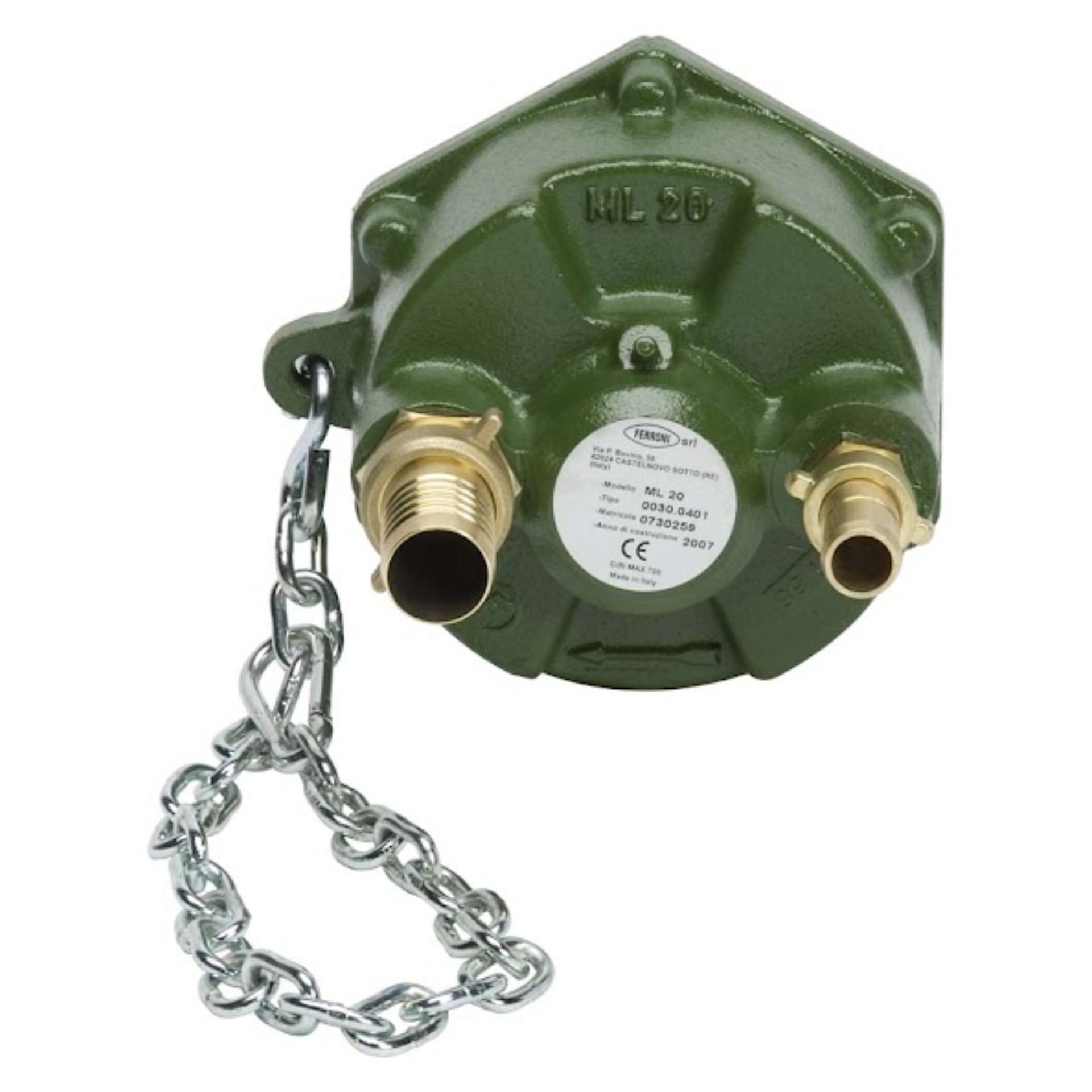 gas regulator, pressure regulator, dual outlet, brass fittings, chain accessory