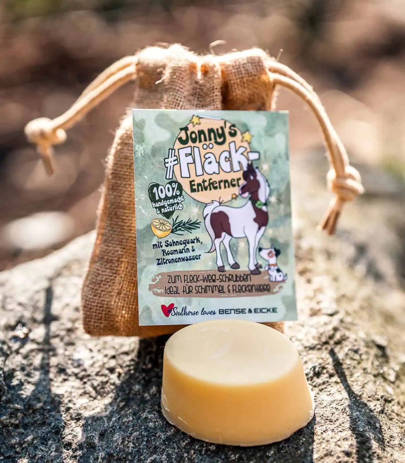 #soulhorse Jonny's Folteltávolító Lószappan, kézzel készített, 100 g, csomagolás