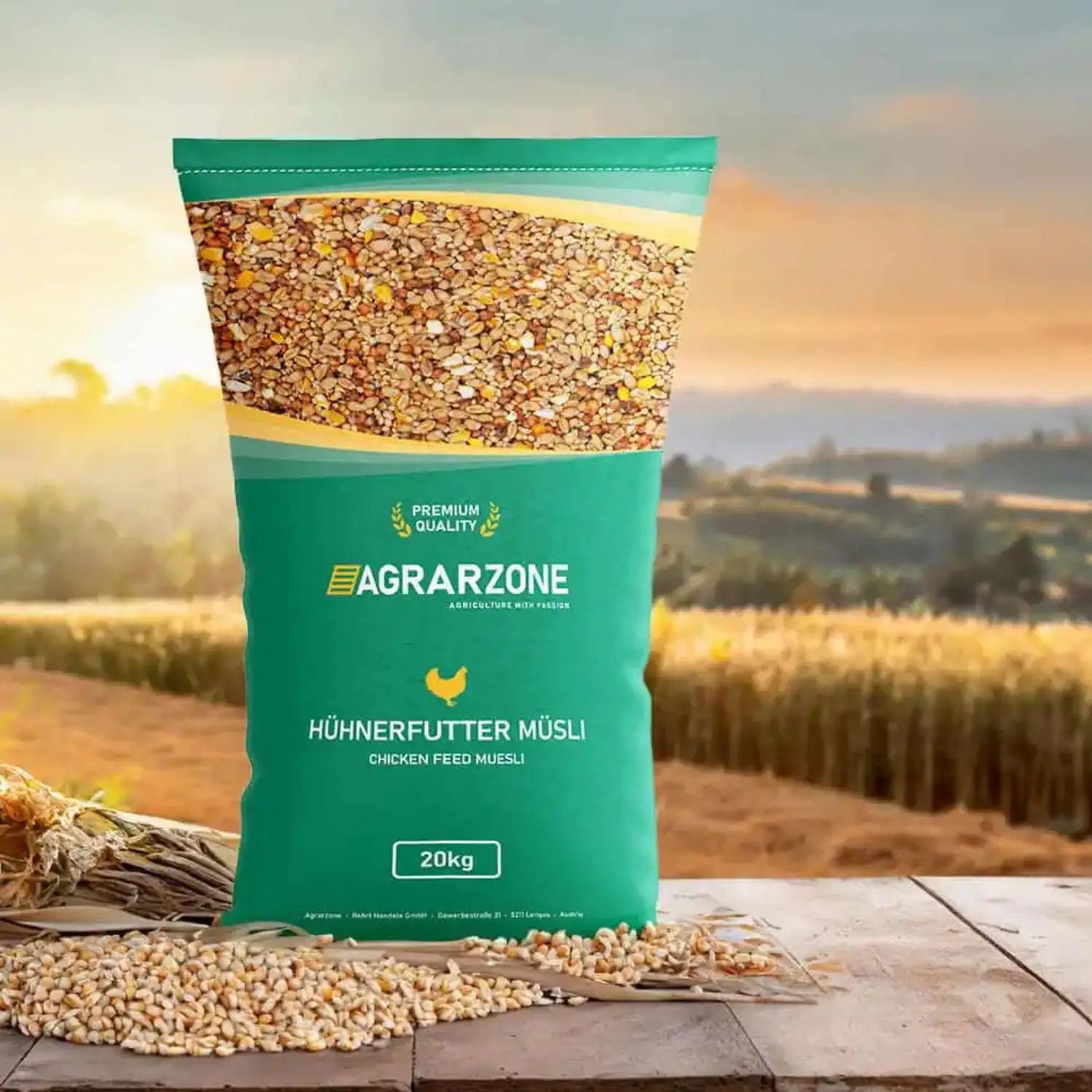 Agrarzone Hühnerfutter Müsli 20 kg, Vorderansicht