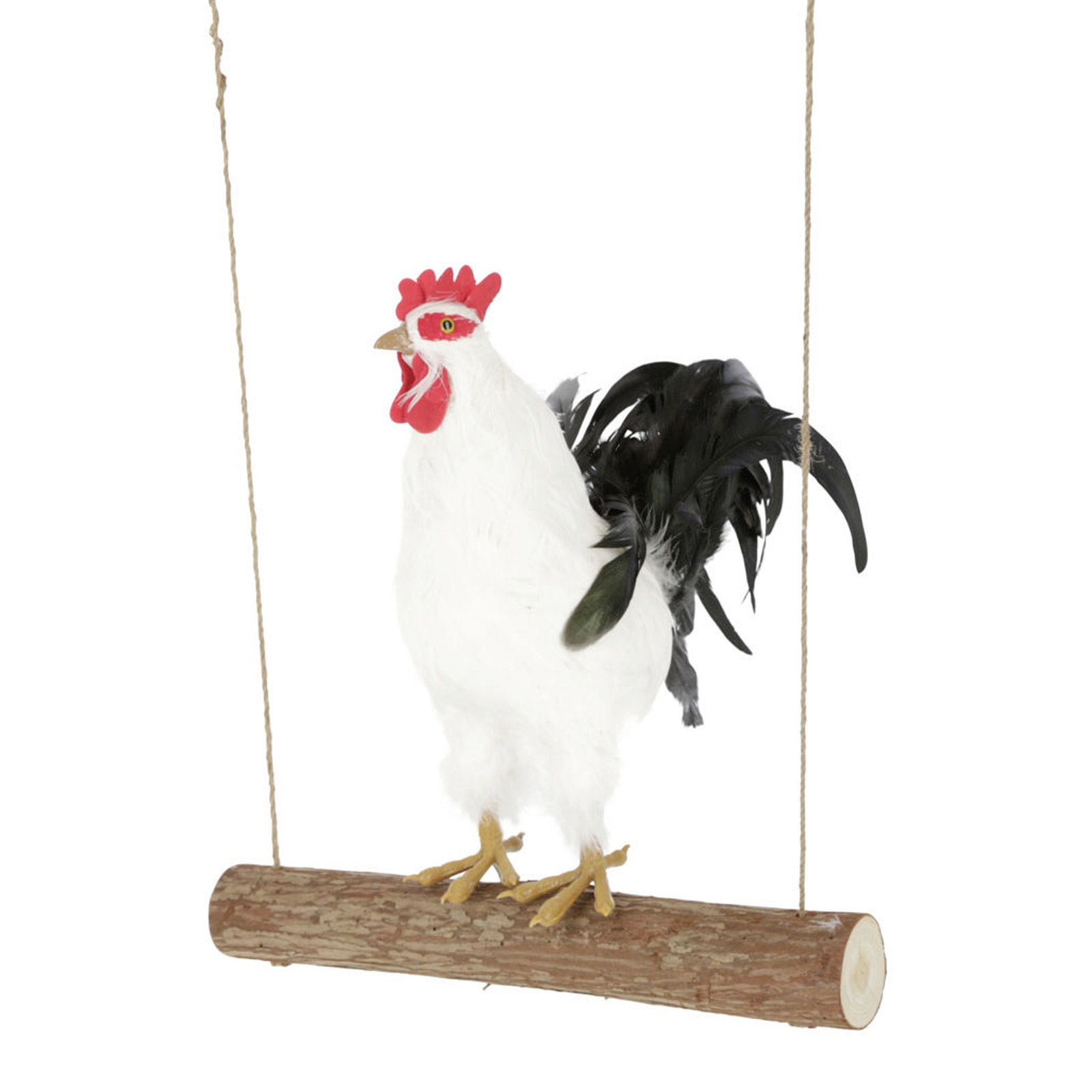 Leagăn Kerbl pentru găini, stinghie lemn 39 cm, cu două corzi 300 cm și cârlige, produs în vrac