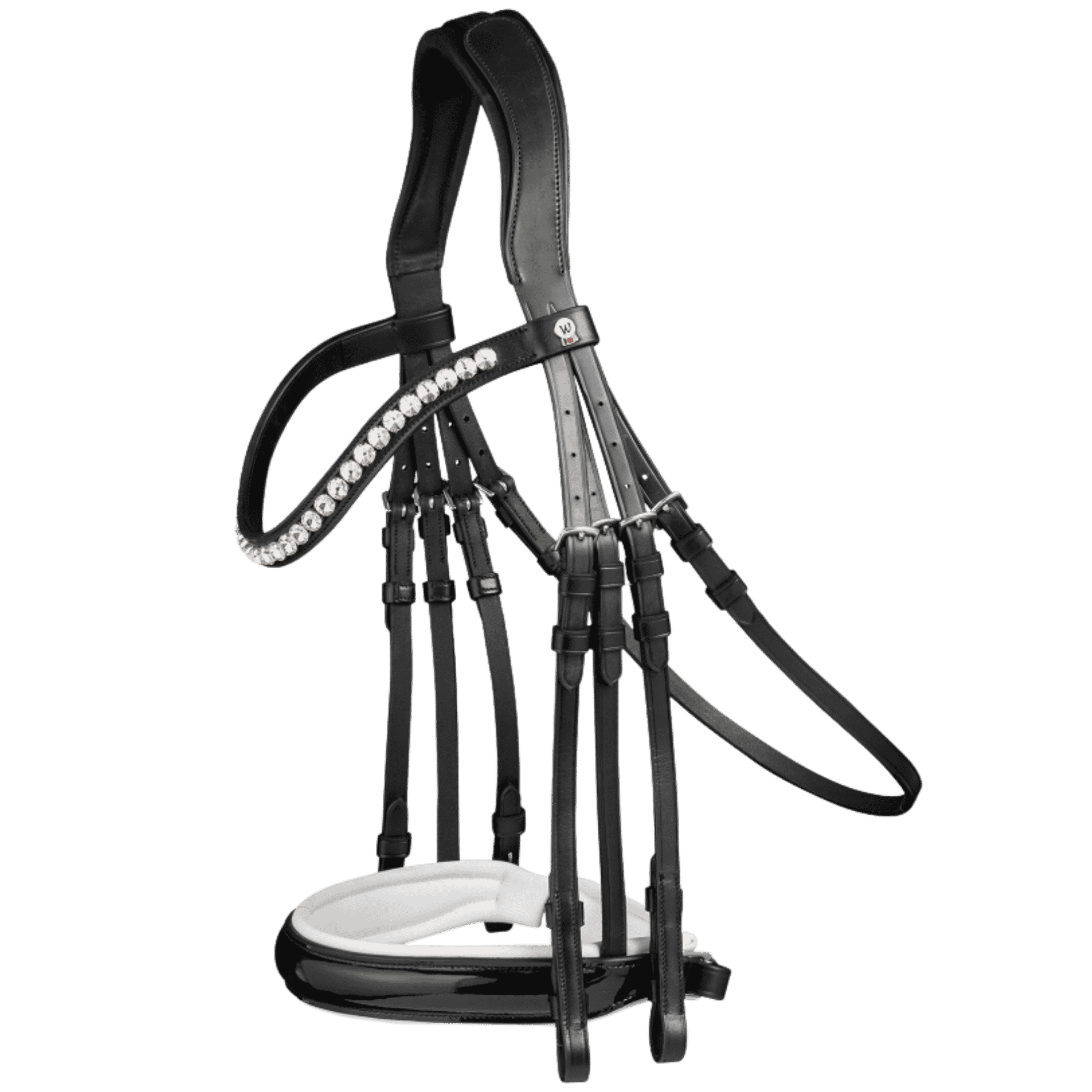  Pferdehalfter, Show-Halfter, Kopfstück, schwarzes Leder, dekorative Nieten