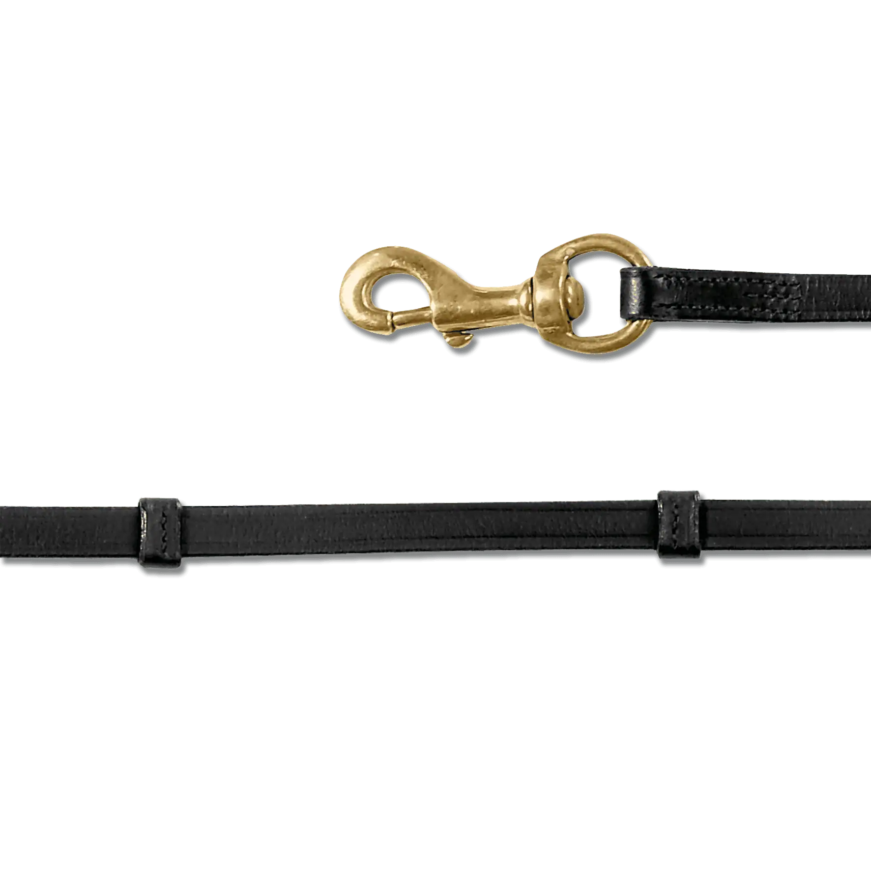 Waldhausen Island Zügel mit Karabiner, Leder mit Lederstegen, schwarz/messing