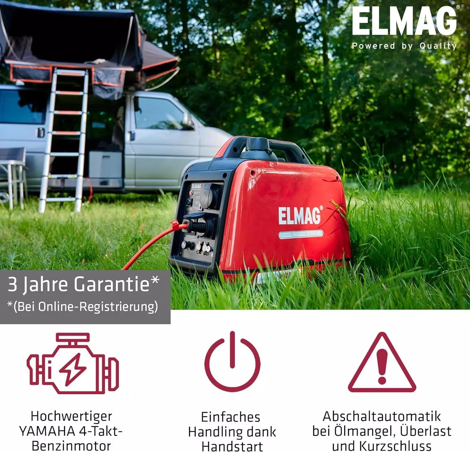 Elmag Generatore di corrente con inverter silenziato SEBSS 2000Wi, in uso